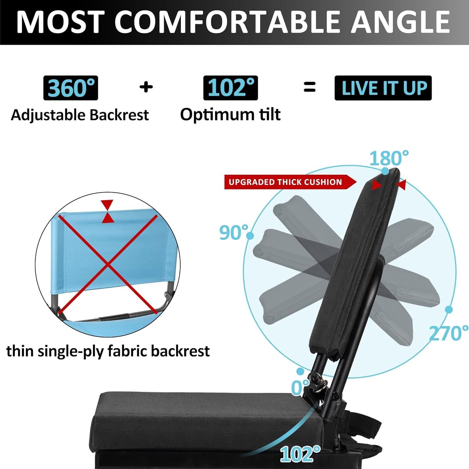 Asiento de Estadio Dragosum Plegable con Respaldo Ajustable