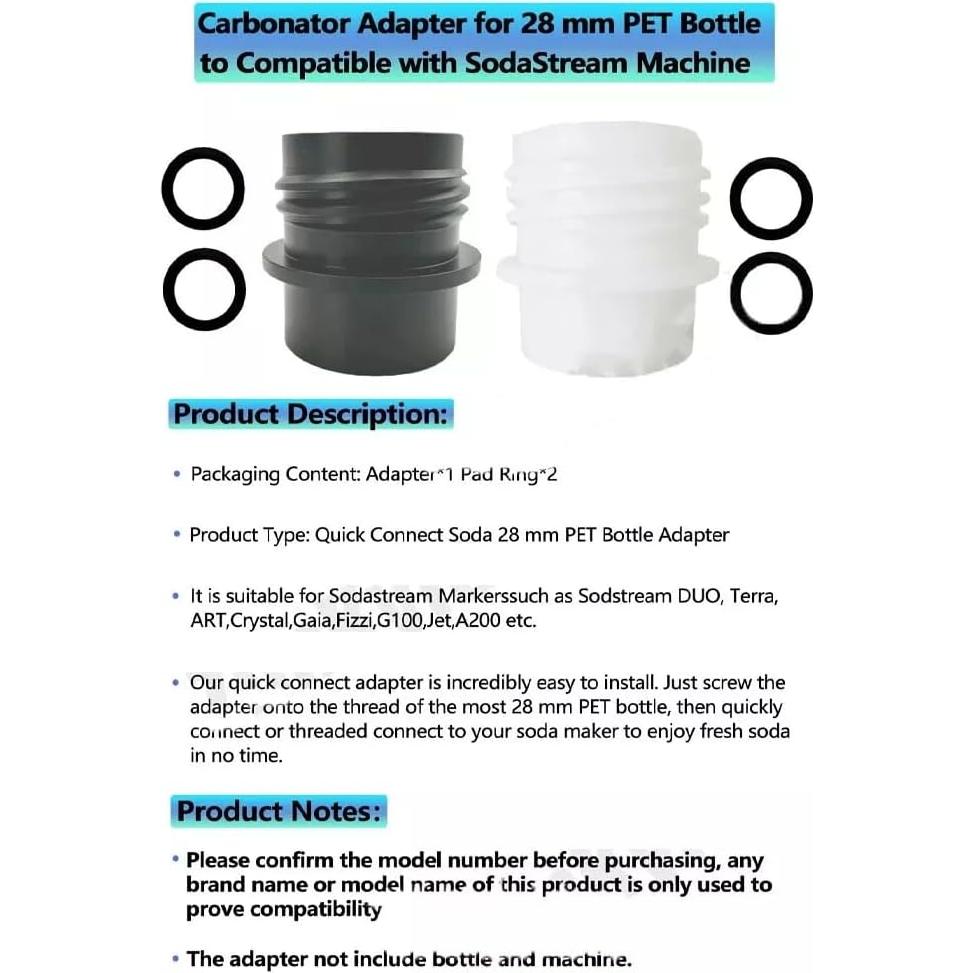 Adaptador de botella SodaStream 28 mm UCCKEYI Negro