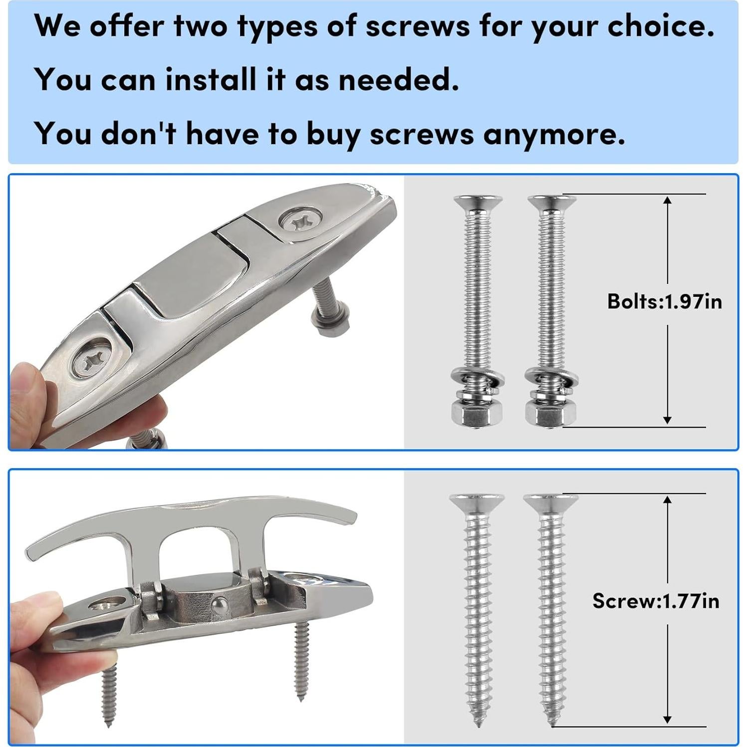 Cleats Plegables de Barco VEITHI 12.1 cm Acero Inoxidable 316