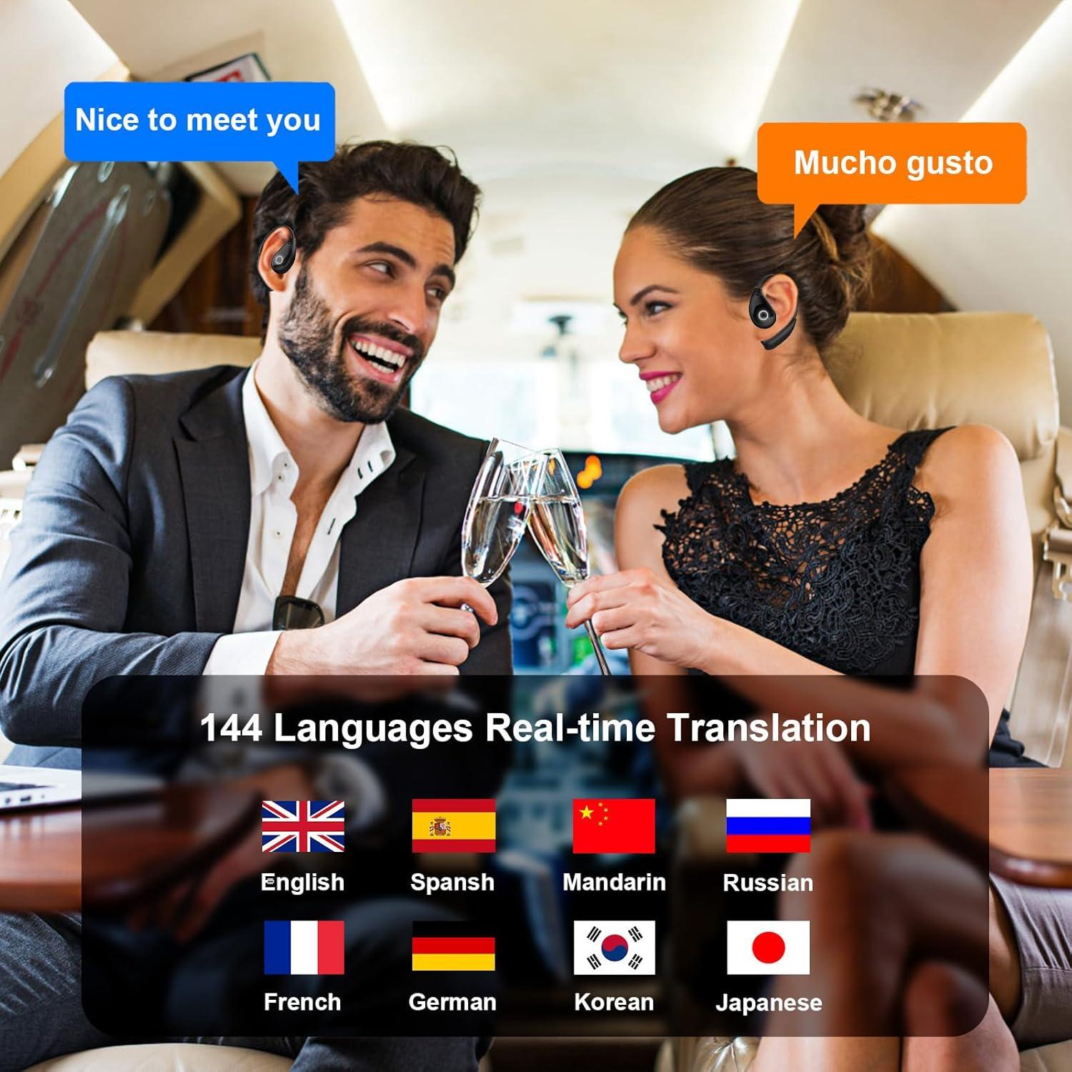 Auriculares de Traducción DTT Bluetooth 5.4 Negro 144 Idiomas