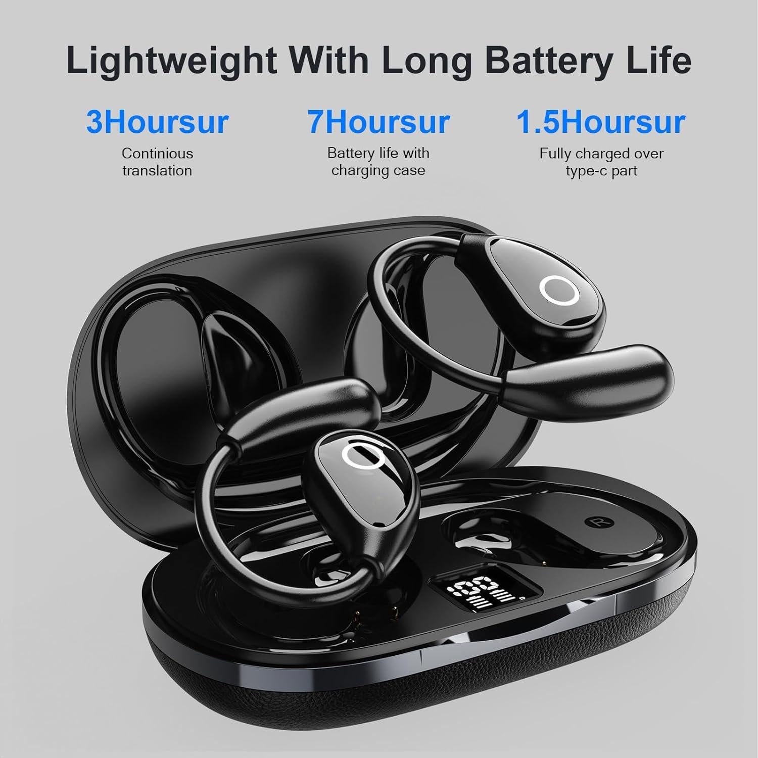Auriculares de Traducción DTT Bluetooth 5.4 Negro 144 Idiomas
