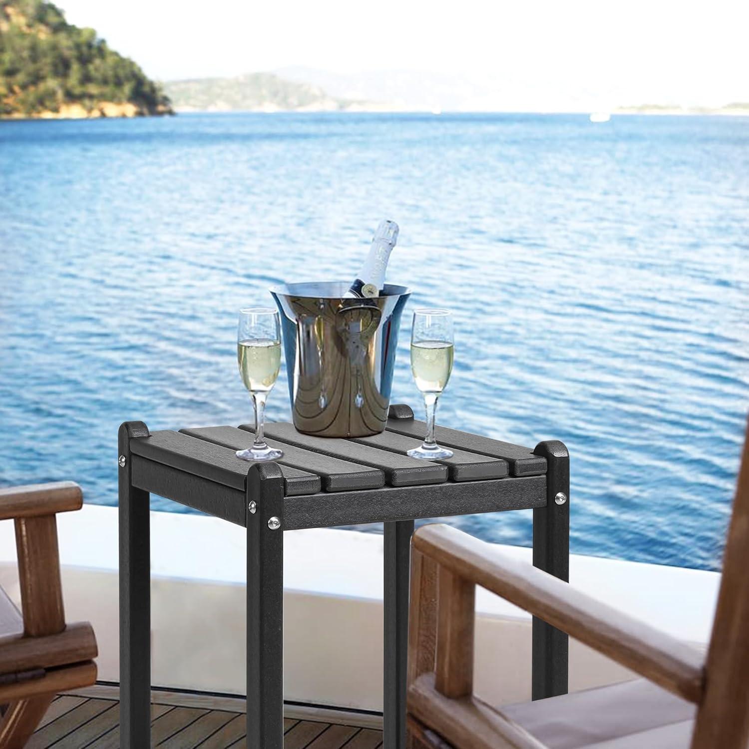 Mesa Lateral Doble Adirondack LZRS 60.96 cm HDPE Negro