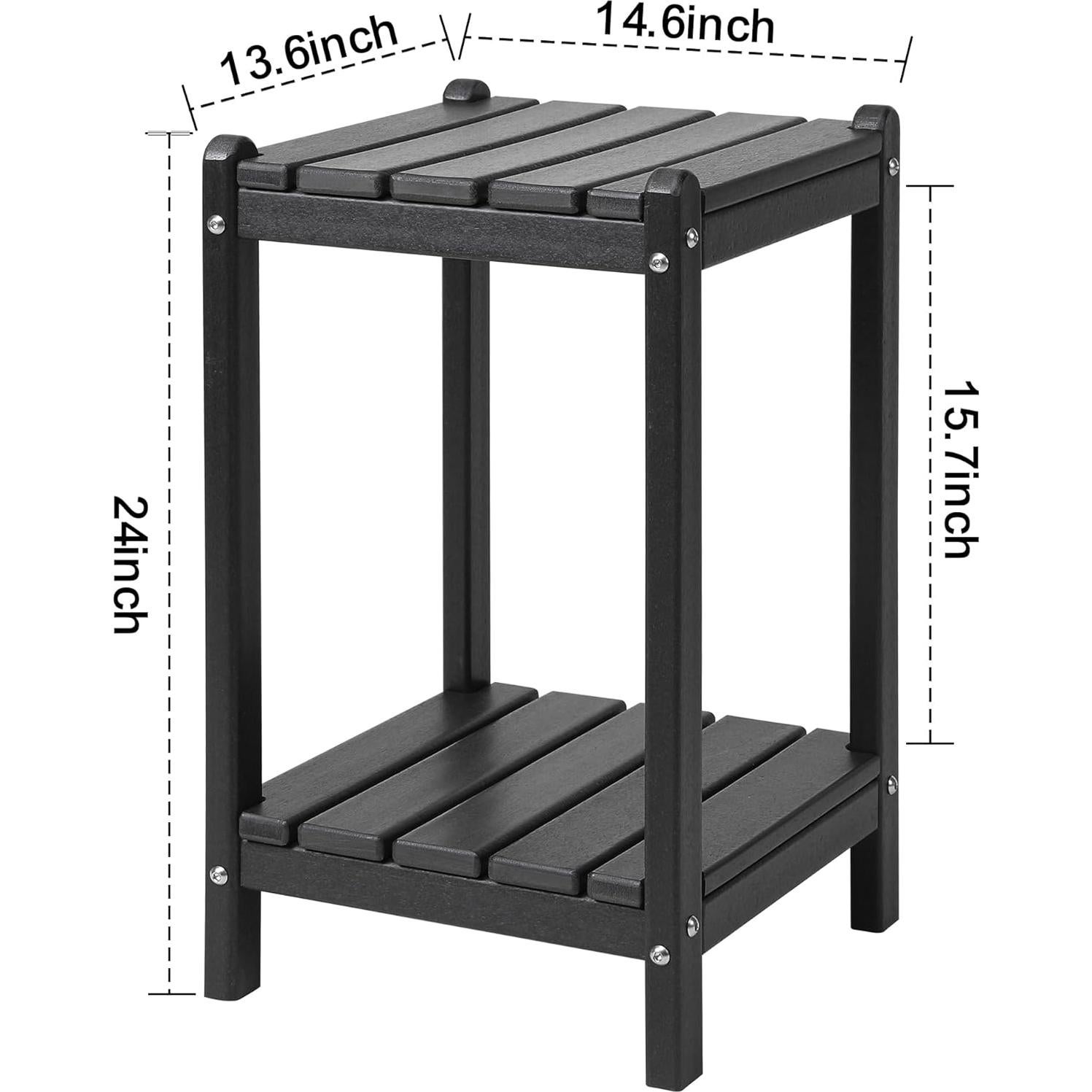 Mesa Lateral Doble Adirondack LZRS 60.96 cm HDPE Negro