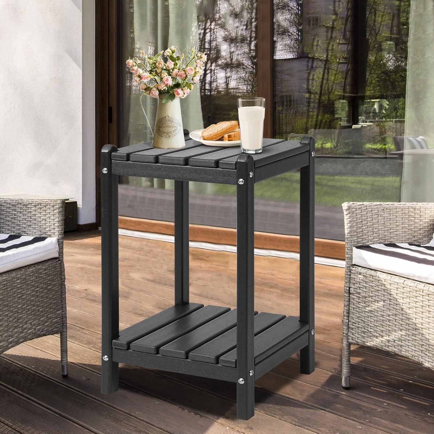Mesa Lateral Doble Adirondack LZRS 60.96 cm HDPE Negro