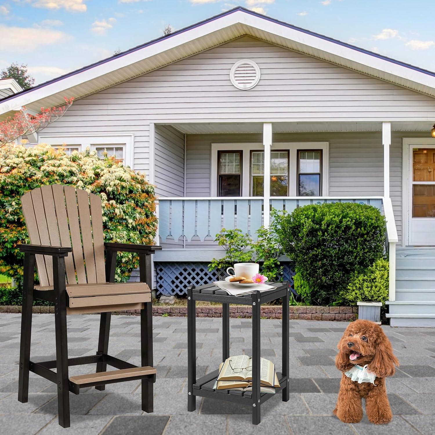 Mesa Lateral Doble Adirondack LZRS 60.96 cm HDPE Negro