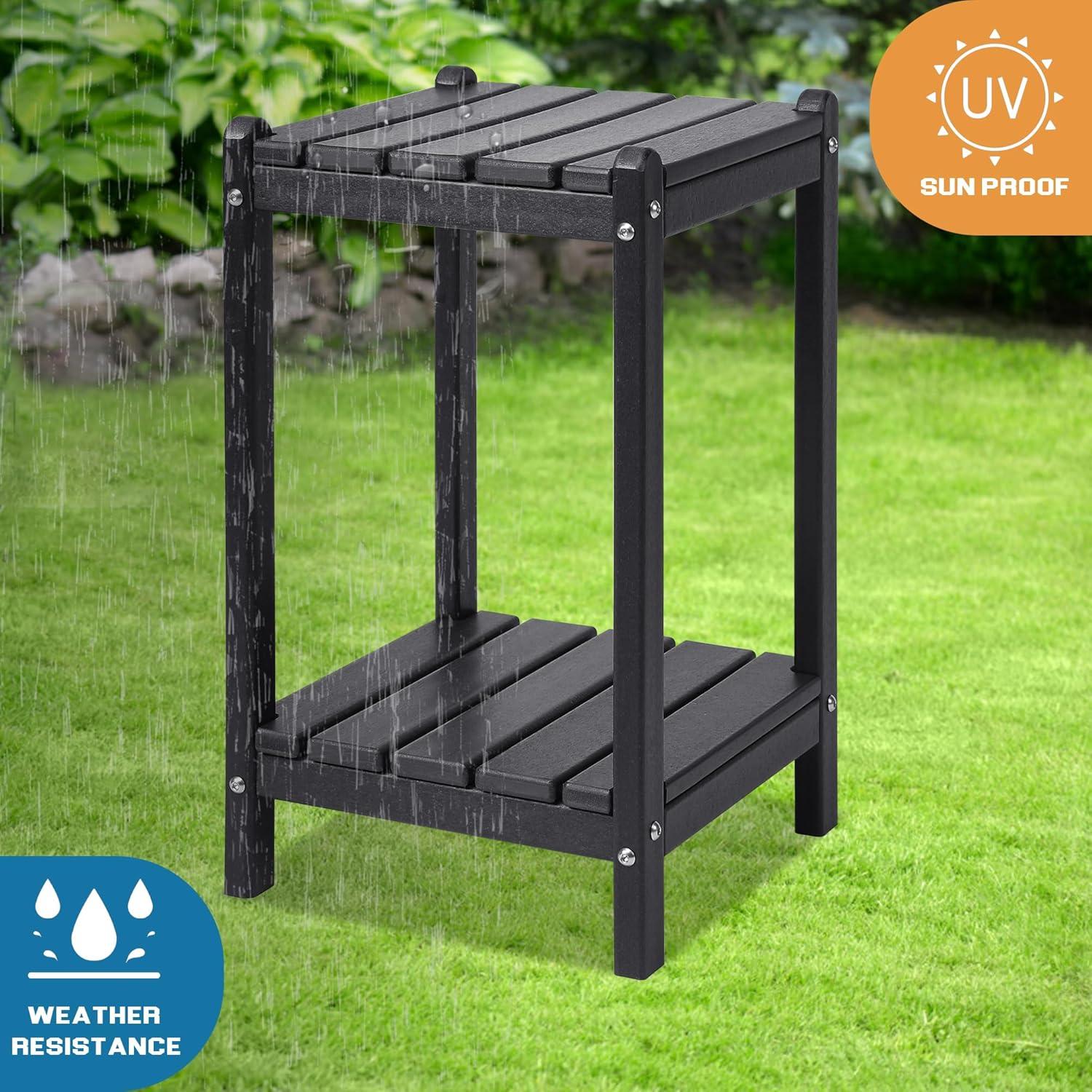 Mesa Lateral Doble Adirondack LZRS 60.96 cm HDPE Negro