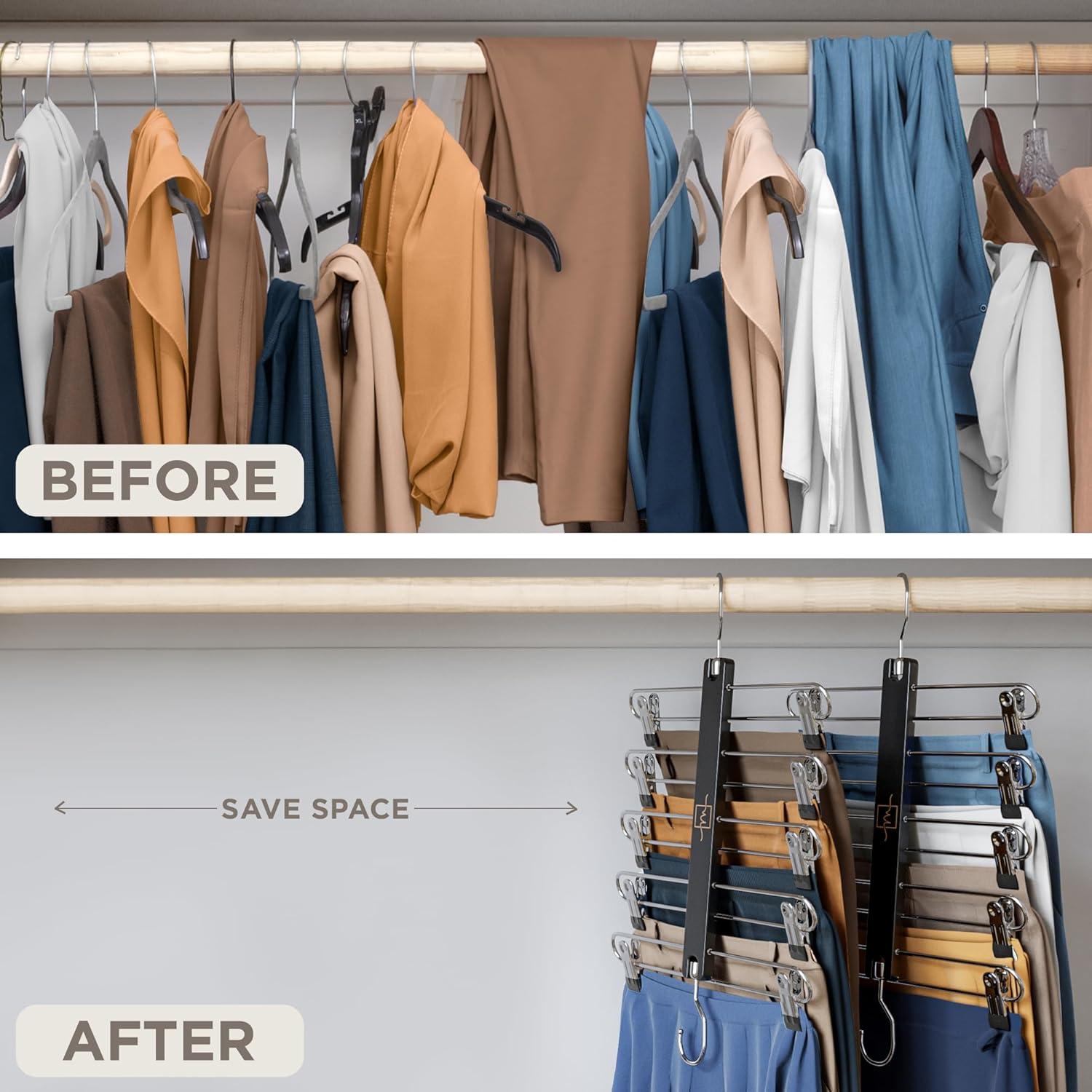 Perchas para Falda MORALVE - 2 Paquete de Madera de Haya