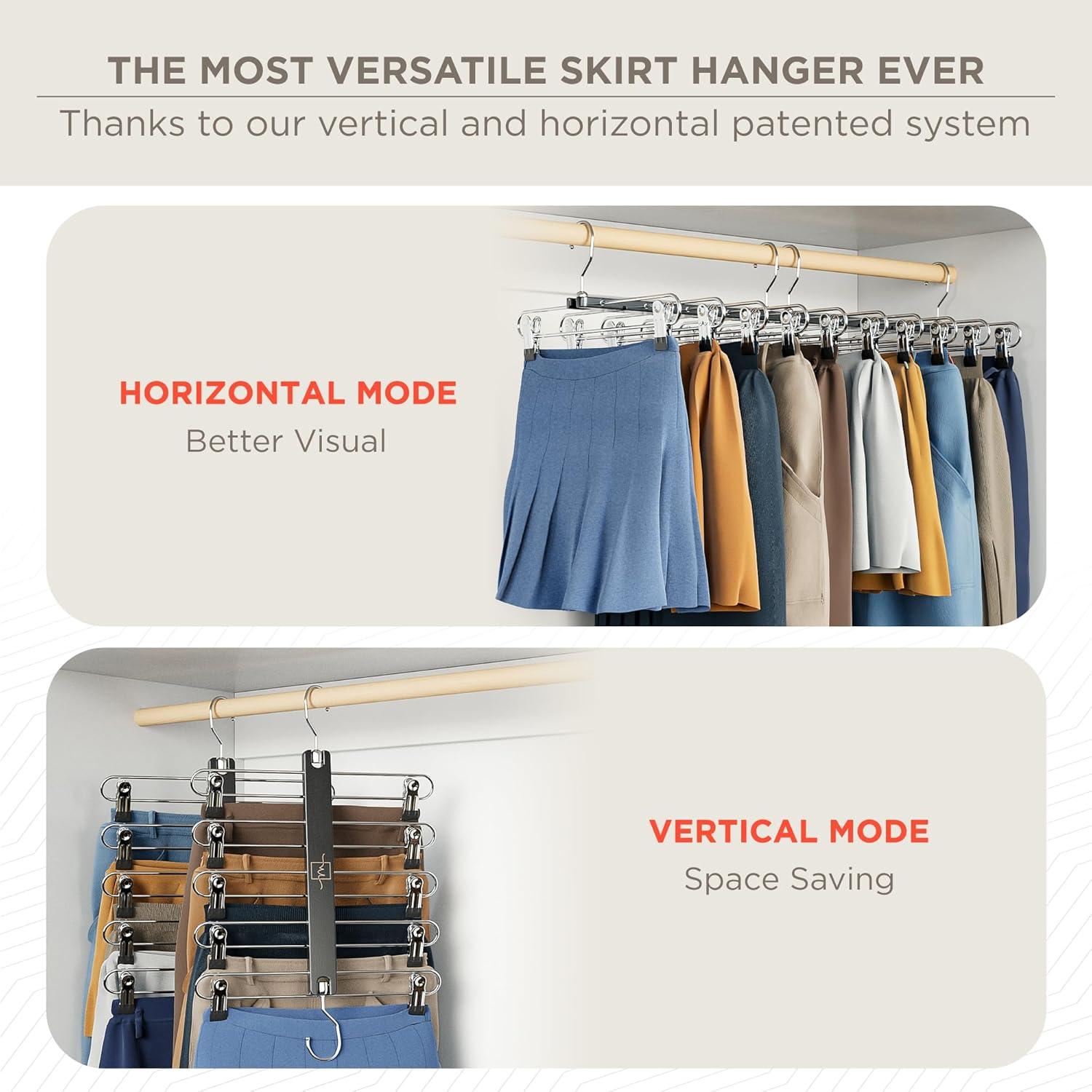 Perchas para Falda MORALVE - 2 Paquete de Madera de Haya