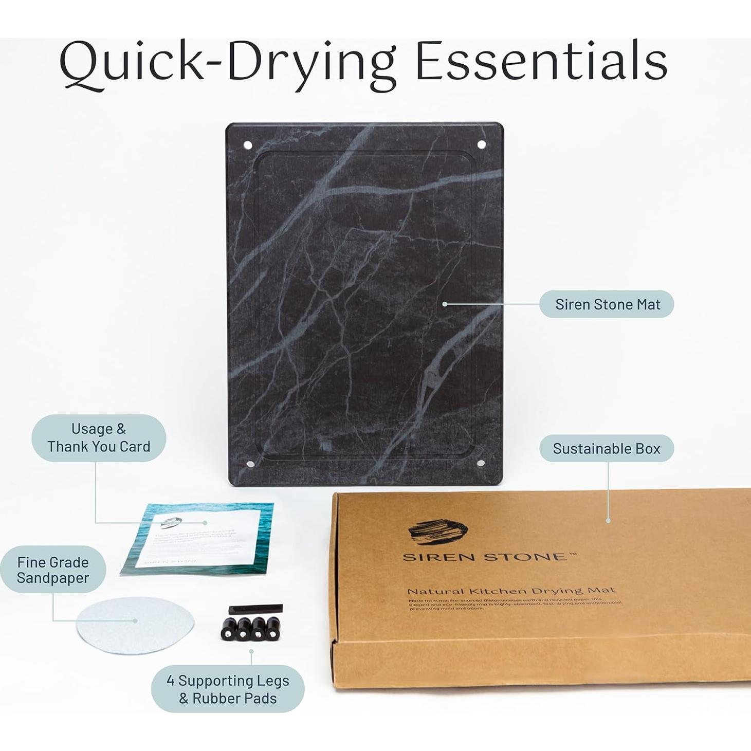 Alfombrilla de Secado de Piedra Natural Siren Stone 48x38cm