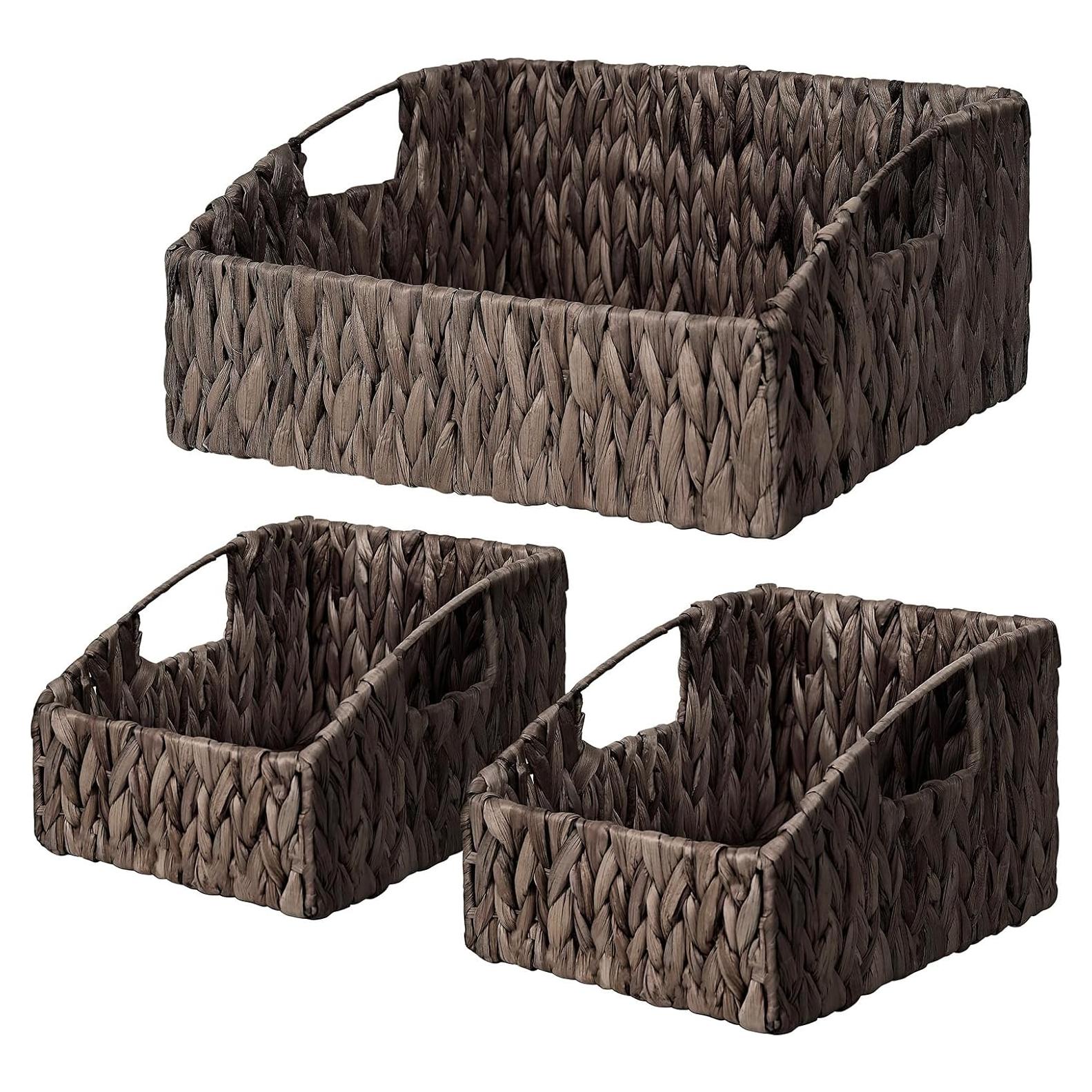 Cestas de Almacenamiento Ollieroo de Juncos de Agua - 3 Piezas