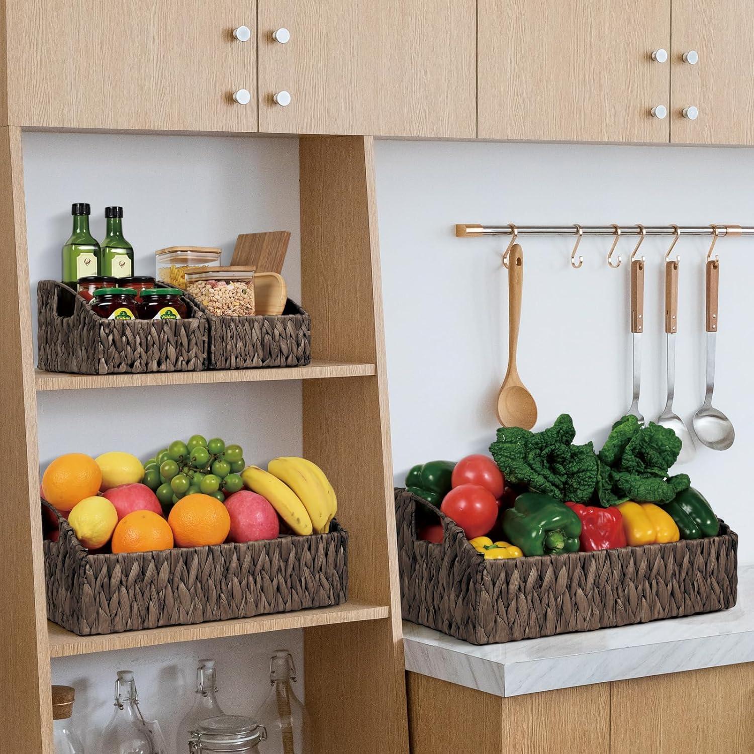 Cestas de Almacenamiento Ollieroo de Juncos de Agua - 3 Piezas