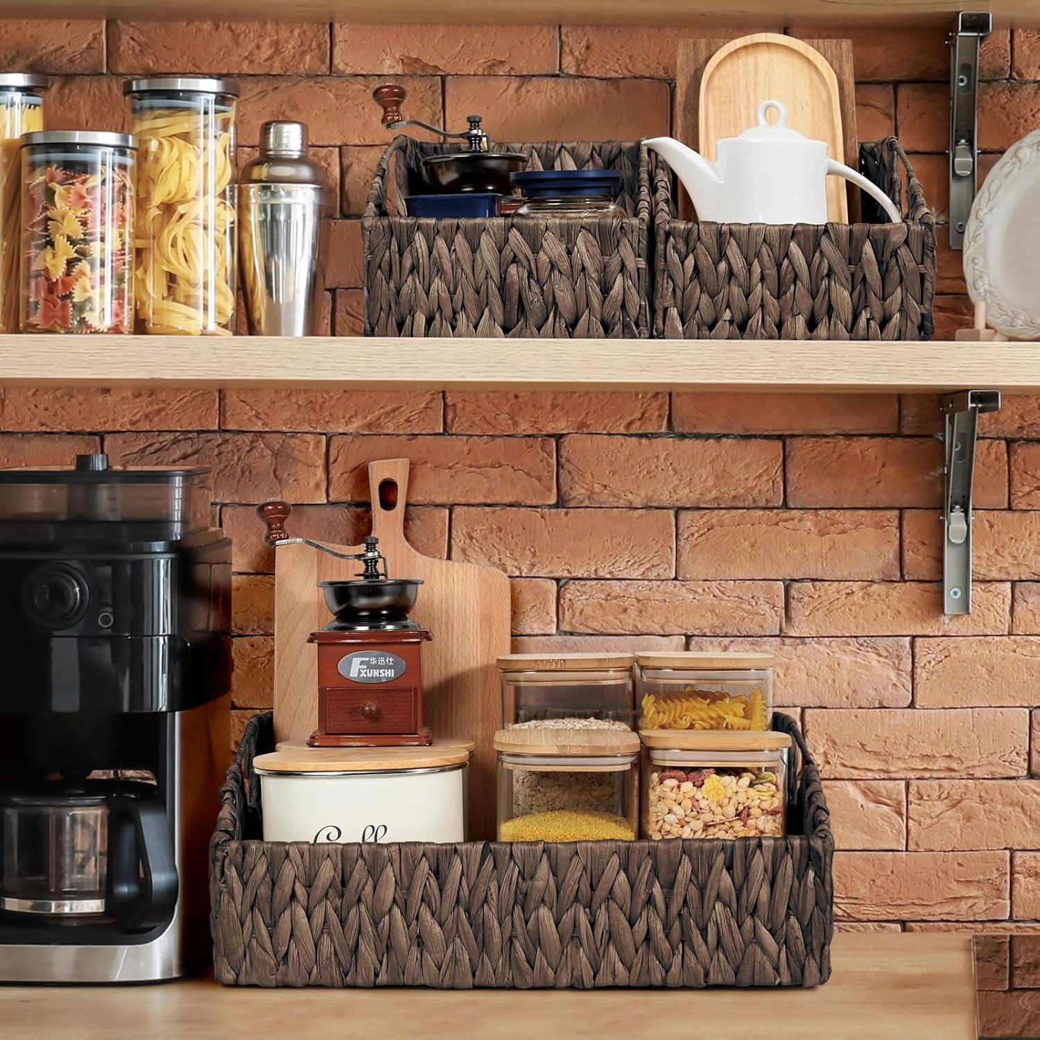 Cestas de Almacenamiento Ollieroo de Juncos de Agua - 3 Piezas