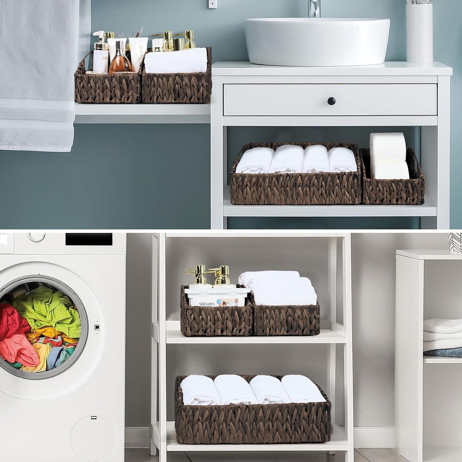 Cestas de Almacenamiento Ollieroo de Juncos de Agua - 3 Piezas