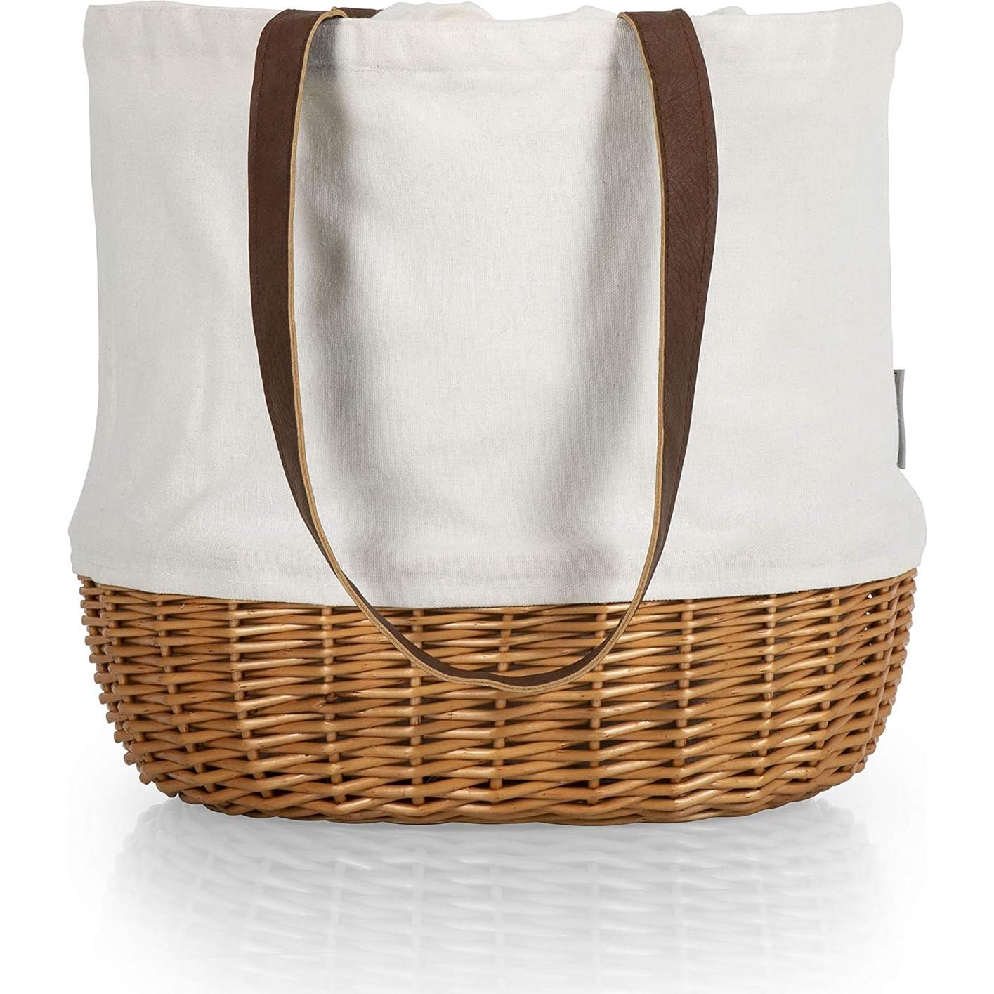 Cesta de Playa y Picnic Lona Beige PICNIC TIME 36x29x34cm