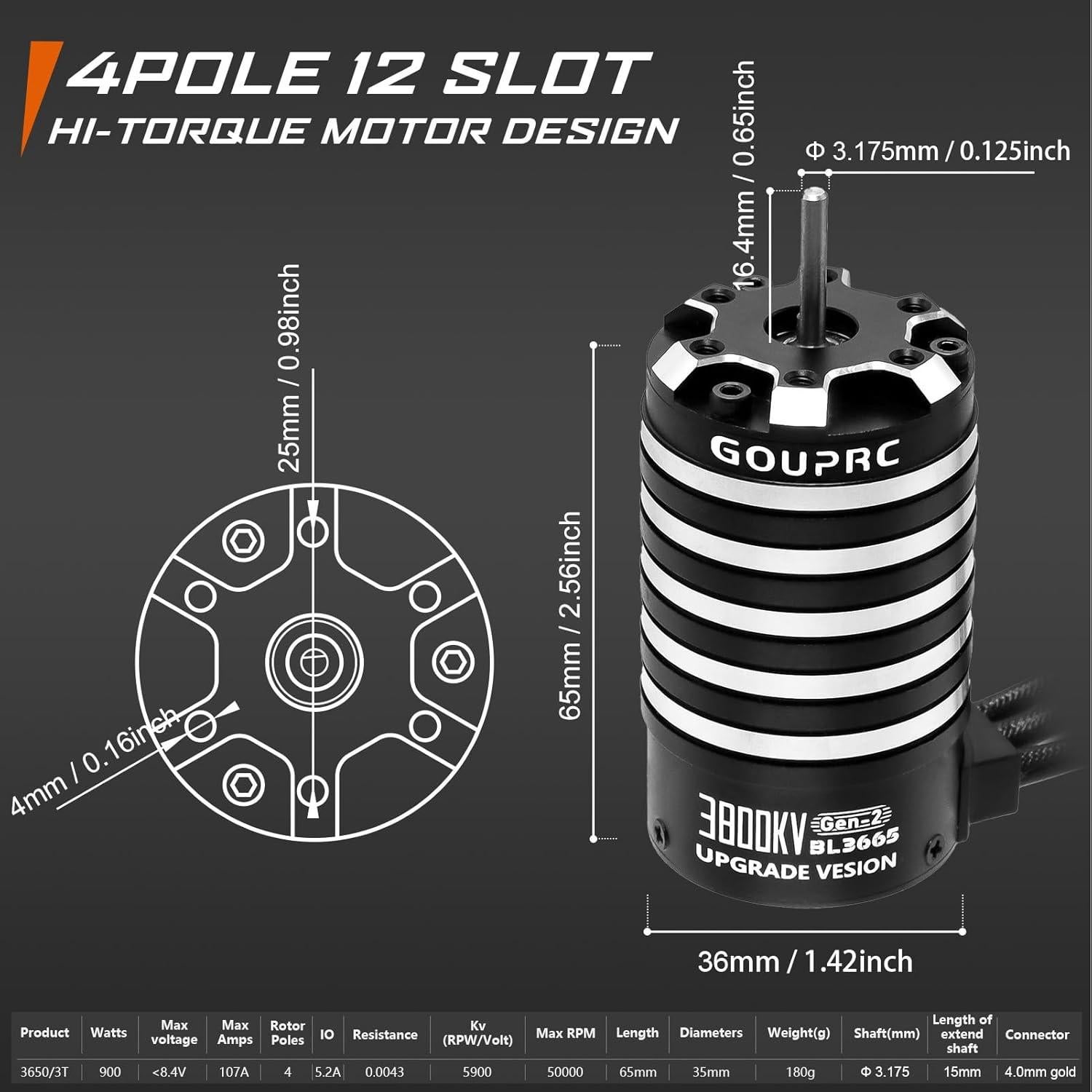 Motor sin escobillas GOUPRC BL3655 3800KV ESC 60A para RC