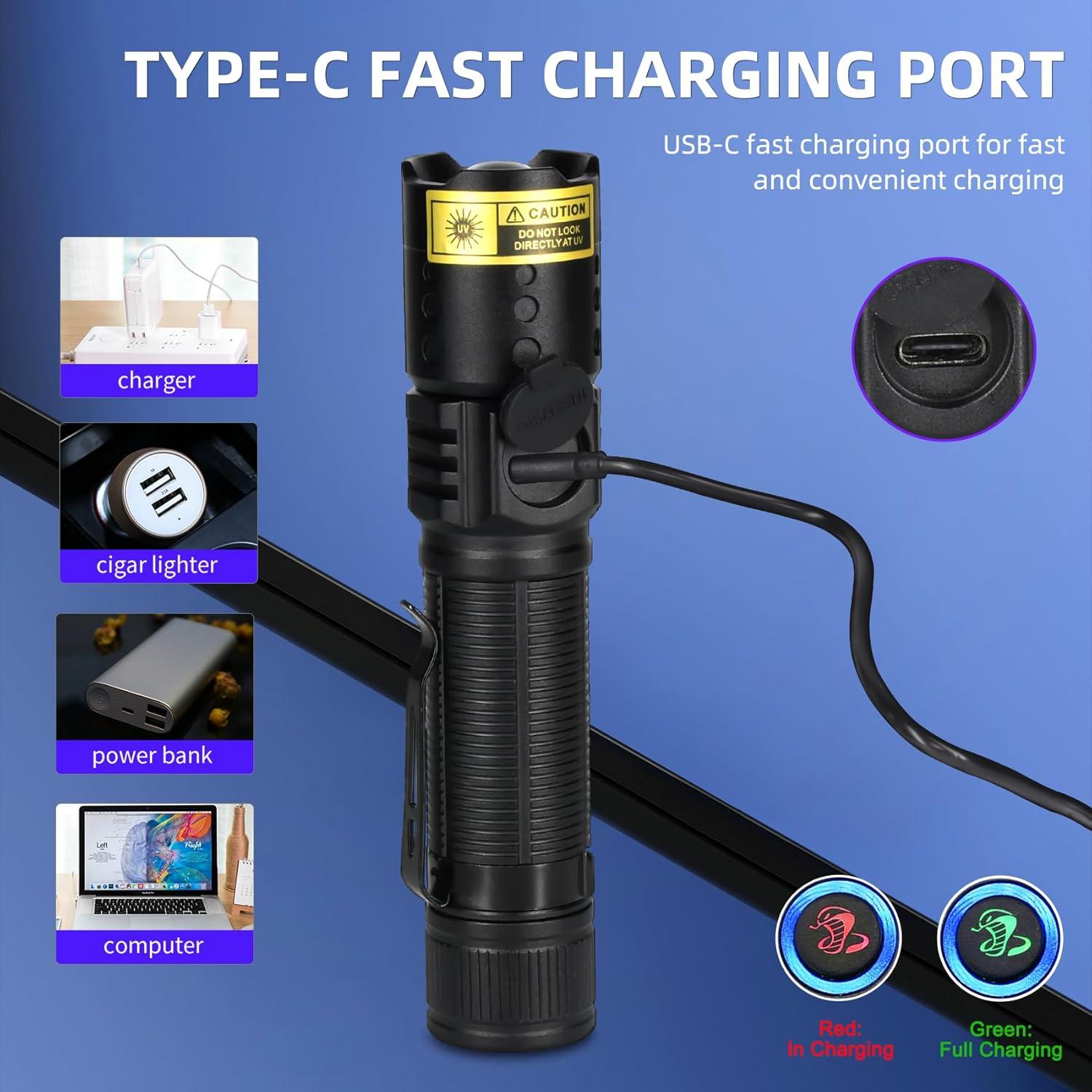 Linterna UV 365nm DARKBEAM Recargable USB-C Resistente al Agua