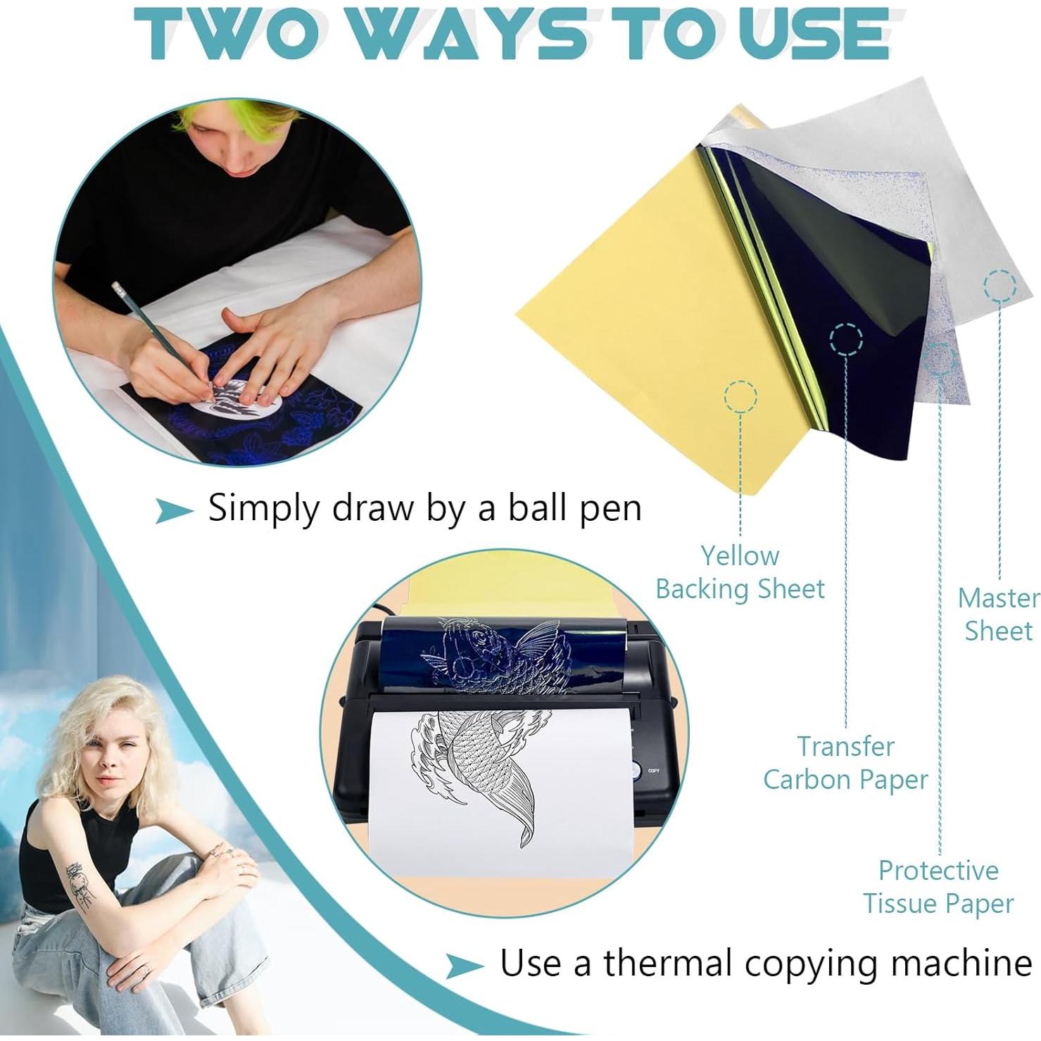 Kit de Piel de Tatuaje WZPB - 20 Piezas 3mm y Papel de Transferencia