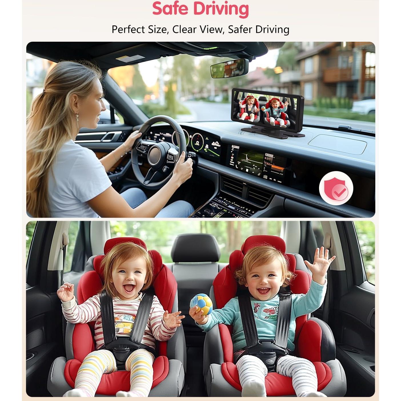 Cámara de Auto para Bebés Luckview Doble 1080P 7.2" IR