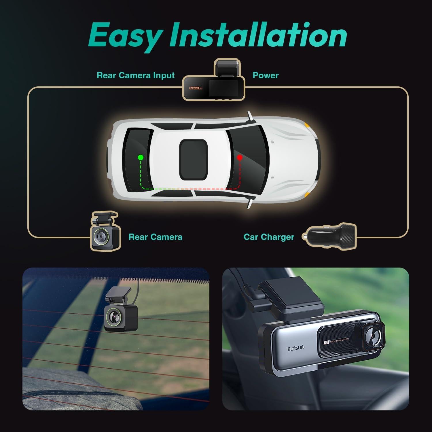 Cámara Dash 4K BOTSLAB G980H Delantera y Trasera con ADAS