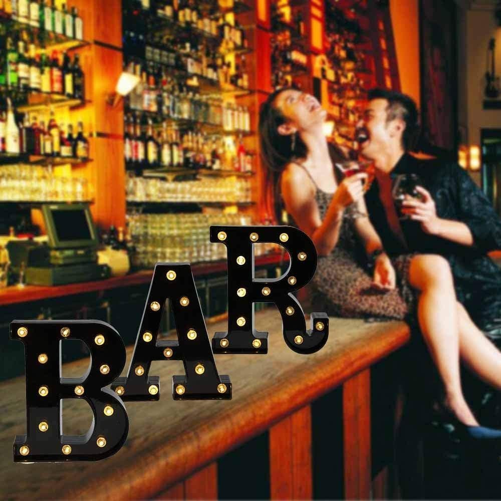 Letrero Iluminado LED OYCBUZO Letra BAR 22.5x4.5cm Negro