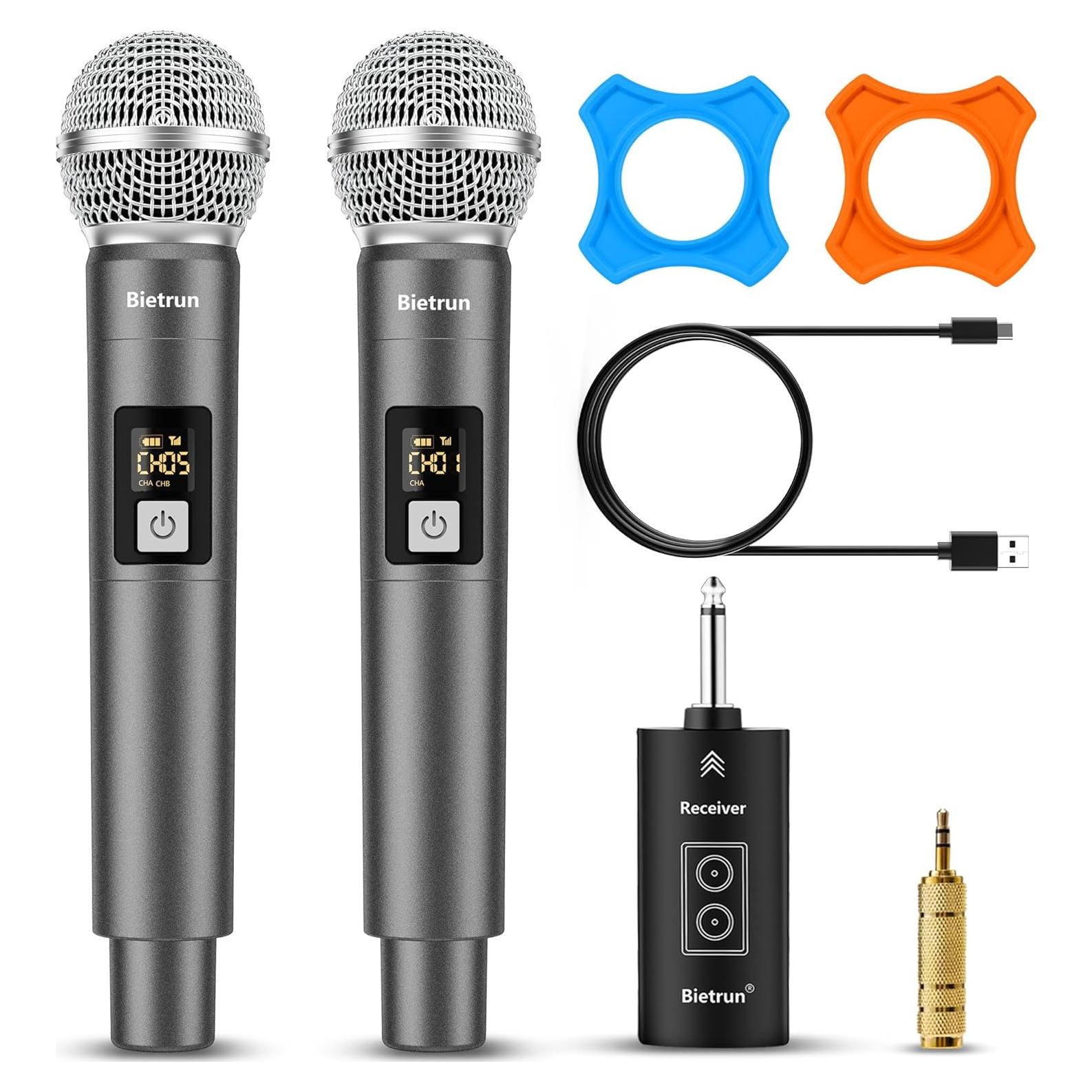 Micrófono Inalámbrico Bietrun wxm31-2 UHF Doble 30m Karaoke