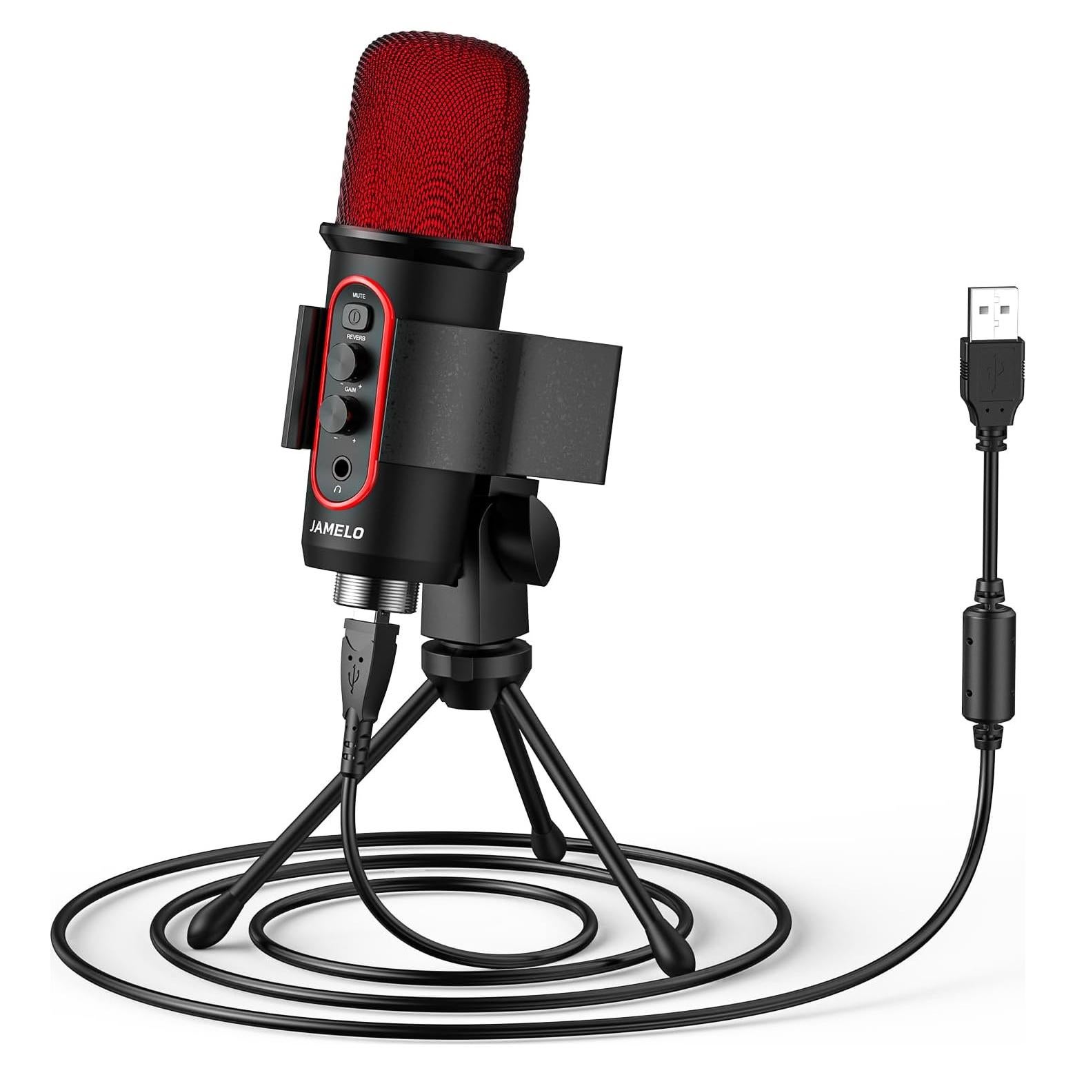 Micrófono Gaming JAMELO USB Condensador RGB para PC y PS4/5