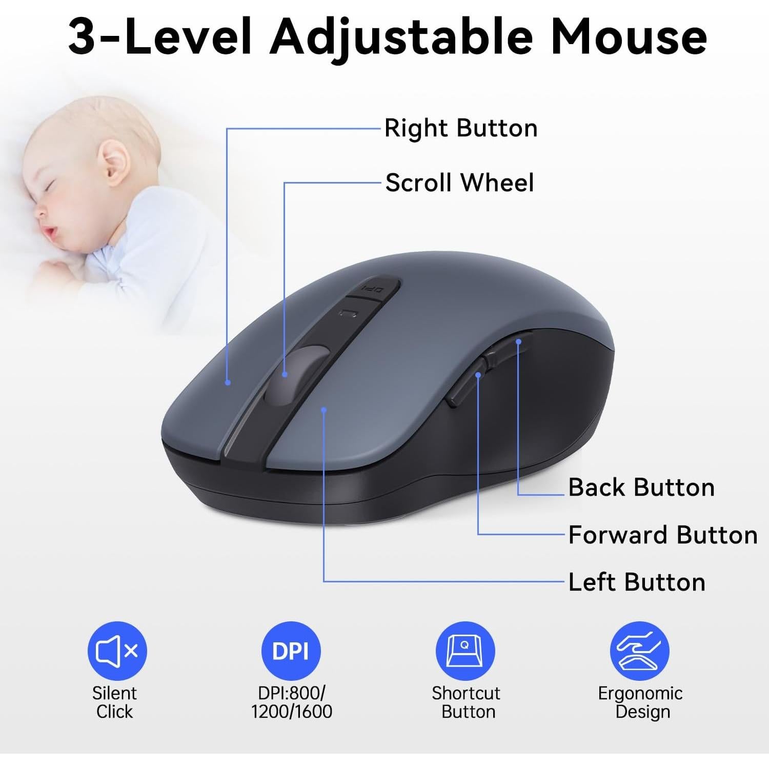 Combo Teclado y Ratón Inalámbrico AUSDOM S5 Pro - 98 Teclas