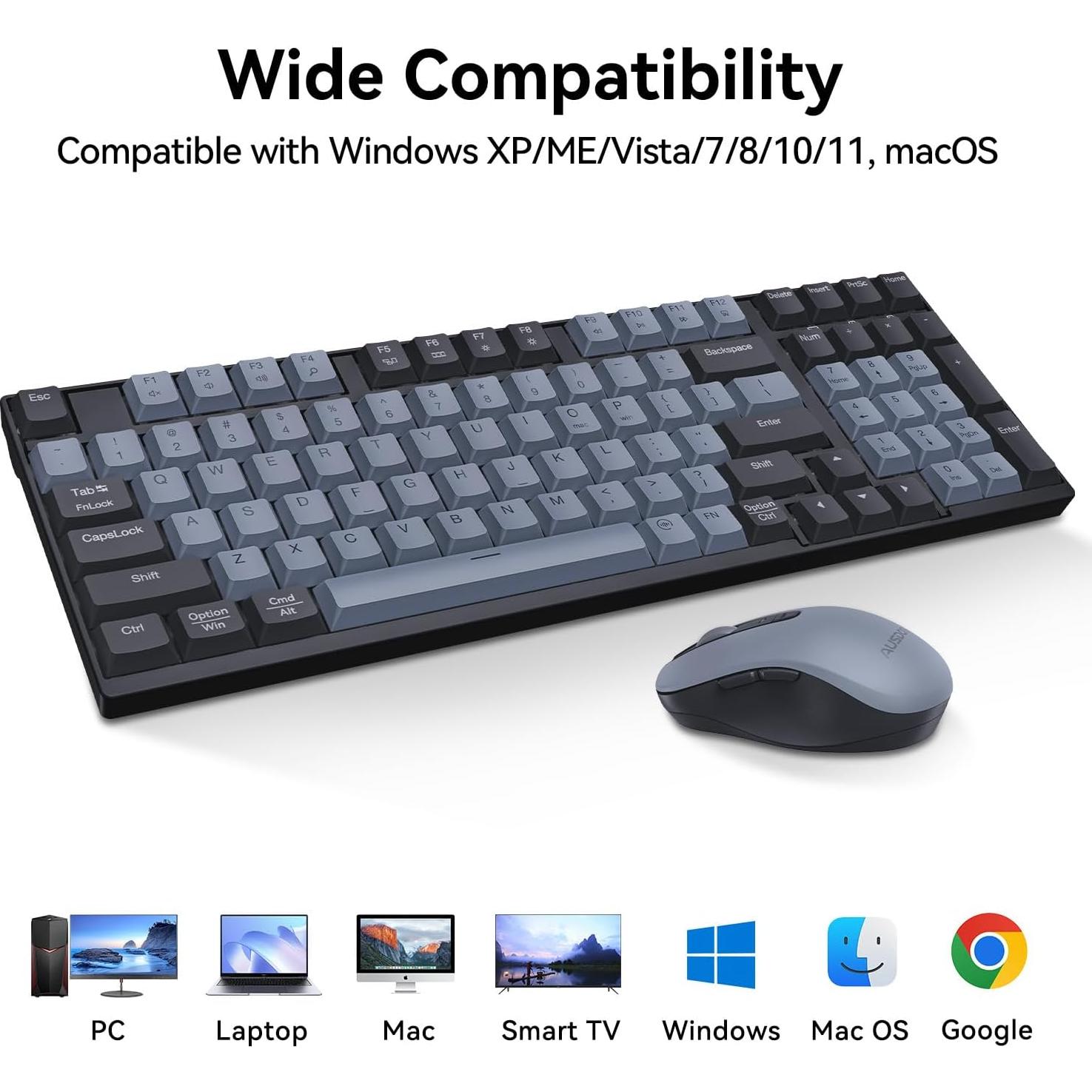Combo Teclado y Ratón Inalámbrico AUSDOM S5 Pro - 98 Teclas