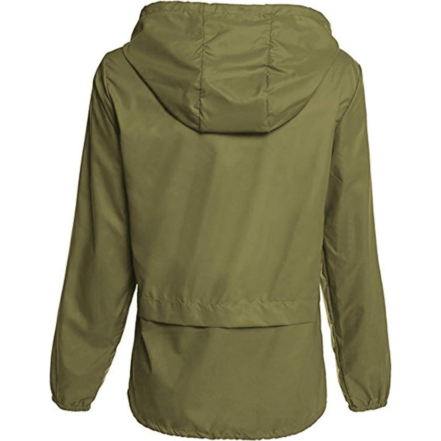 Chaqueta de Lluvia Impermeable Avoogue Mujeres Verde Militar