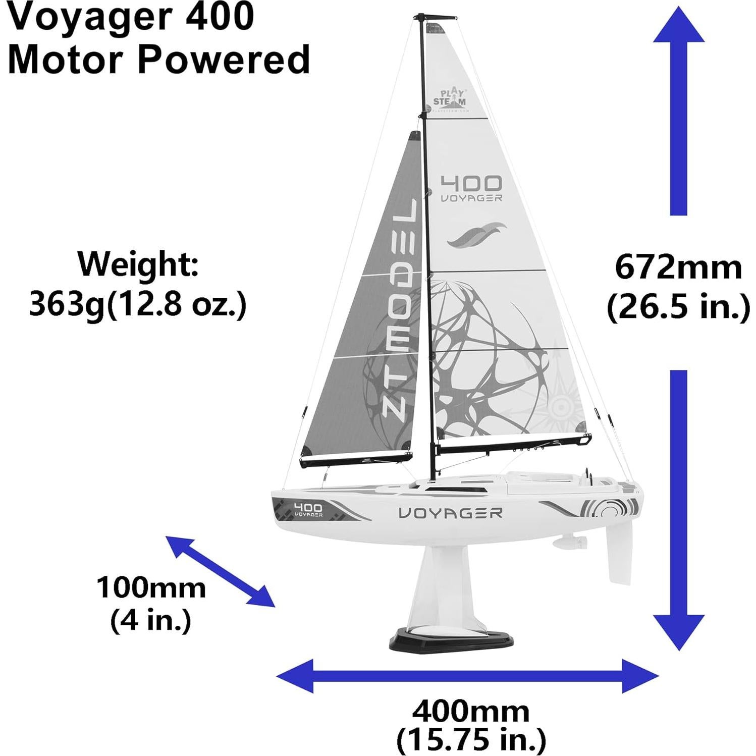 Velero a Control Remoto ZT Model Voyager 400 Azul 66 cm