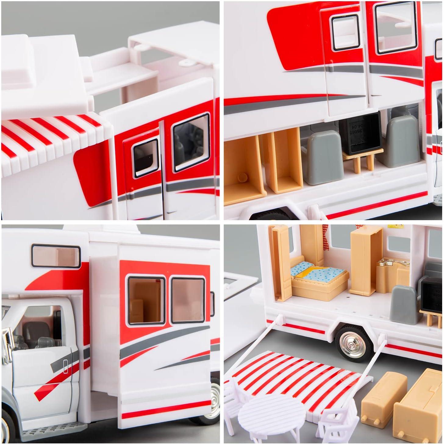 Coche Motorhome de Lujo BDTCTK Escala 1:28 DIY Rojo