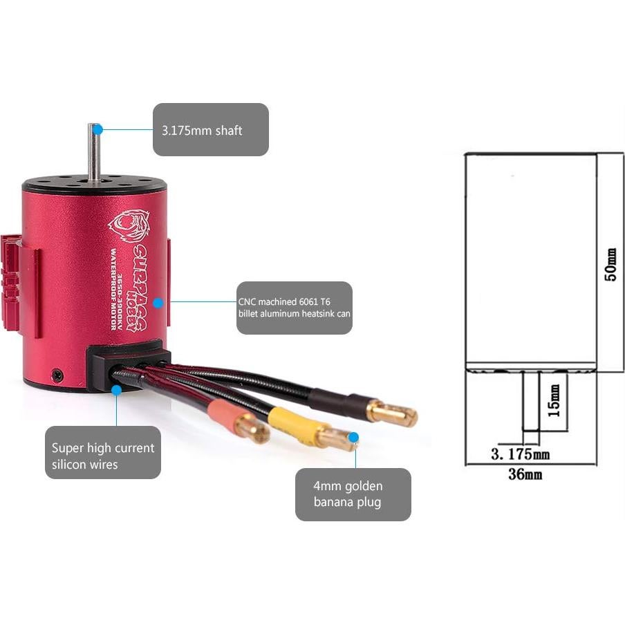 Motor GoolRC Surpass Hobby 3650 3900KV + ESC 60A para RC 1/10