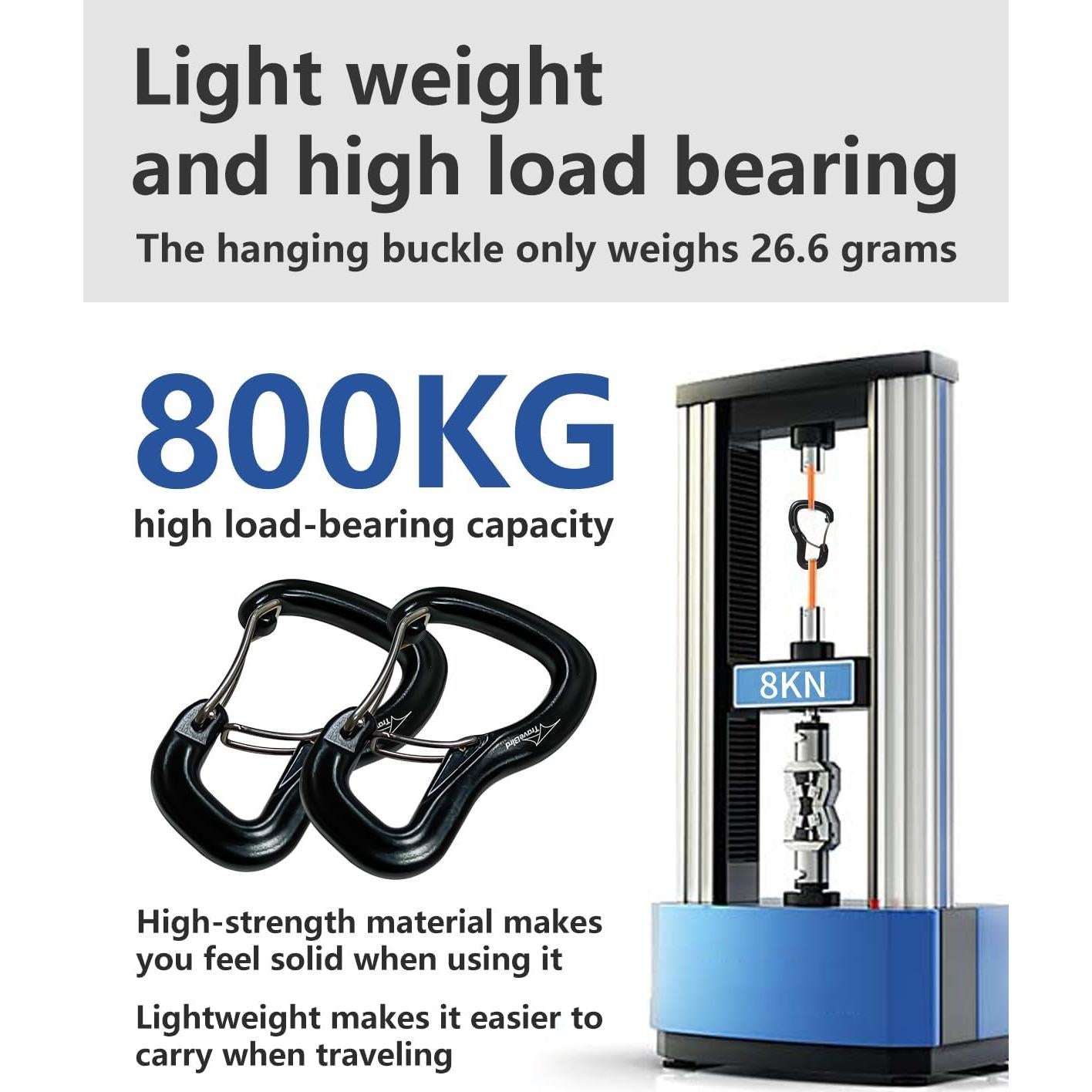 Carabineros de Aluminio Travel Bird 8KN 2 Pcs Negro