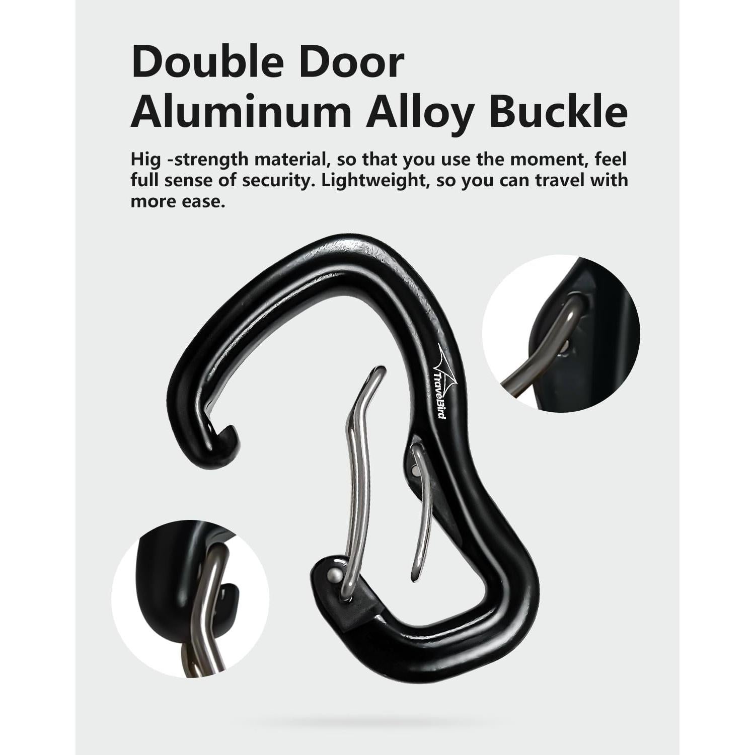 Carabineros de Aluminio Travel Bird 8KN 2 Pcs Negro