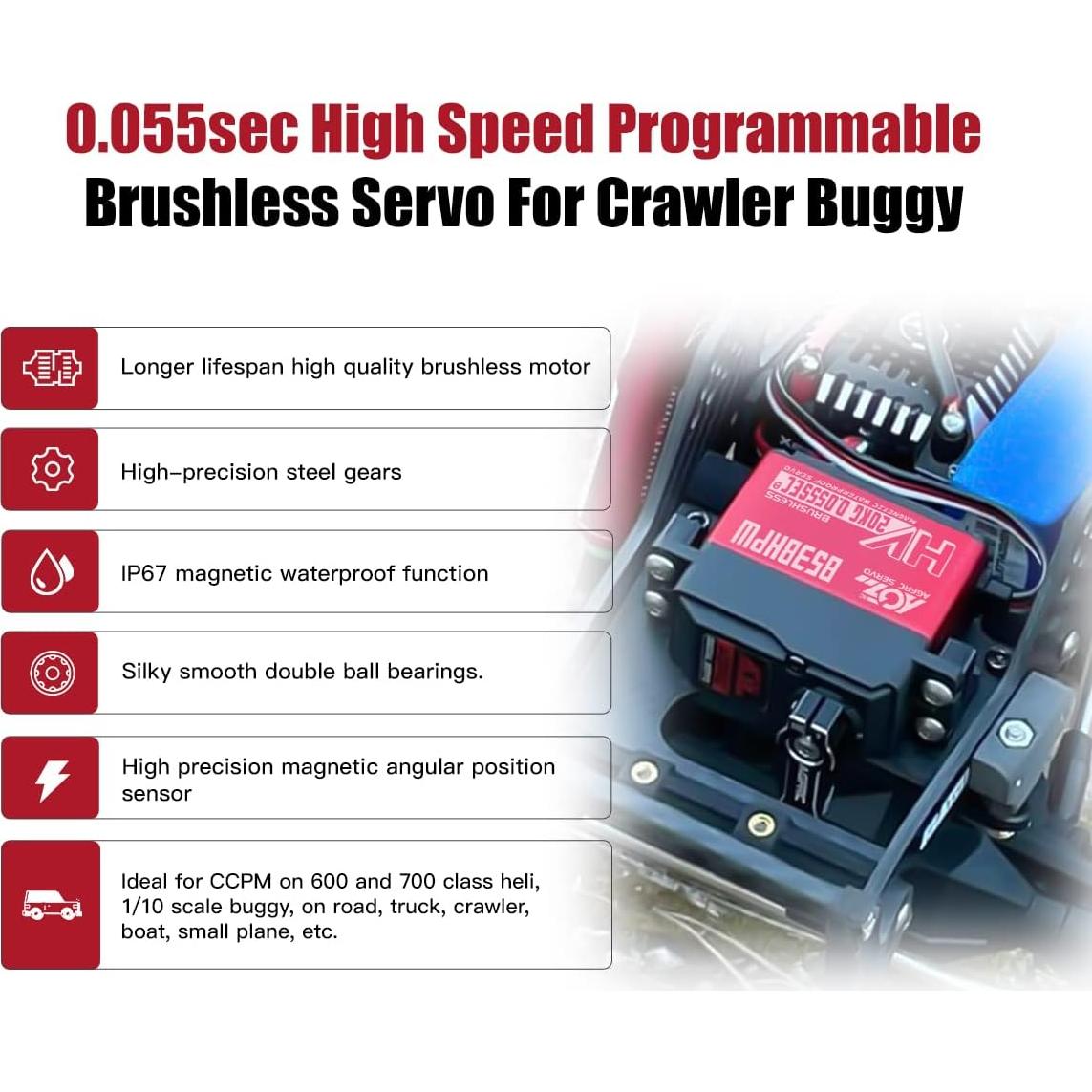 Servo Digital AGFRC B53BHPW 20KG a Prueba de Agua 0.055s