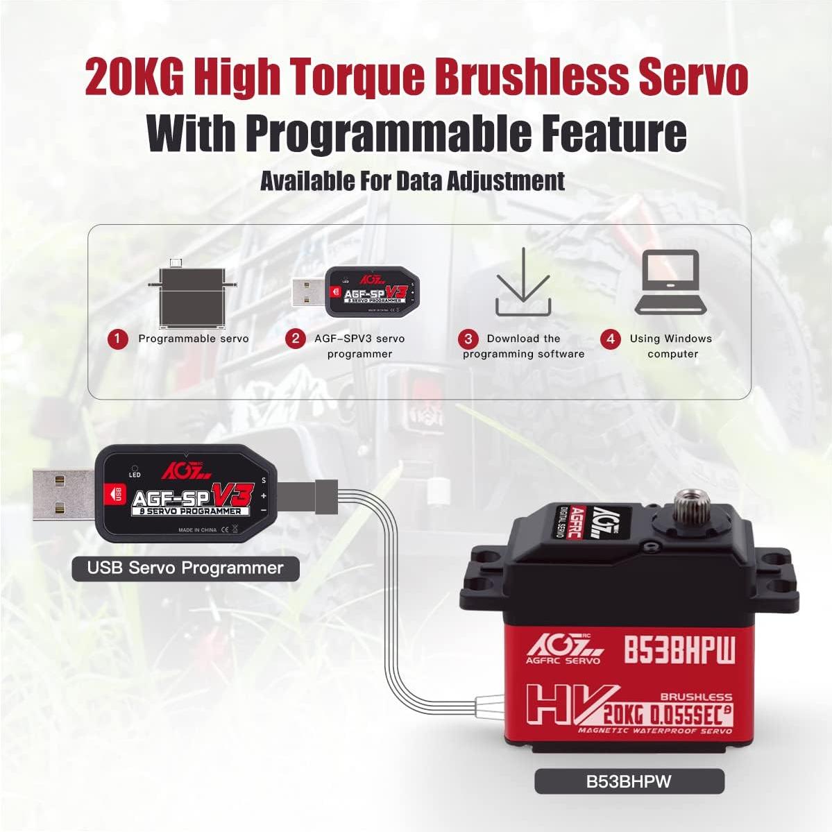 Servo Digital AGFRC B53BHPW 20KG a Prueba de Agua 0.055s