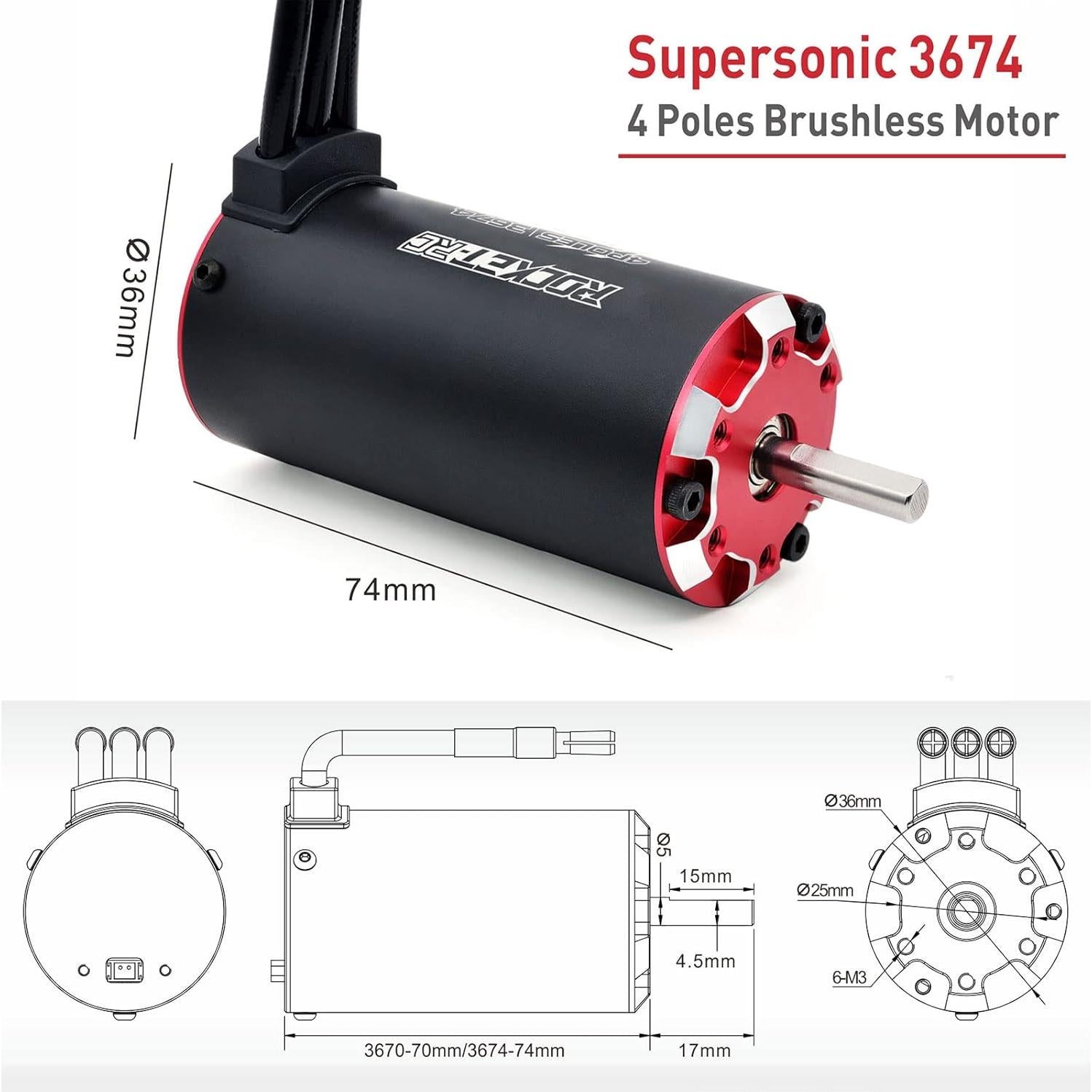 Motor Brushless Surpass 3674 1650KV para RC 1/10