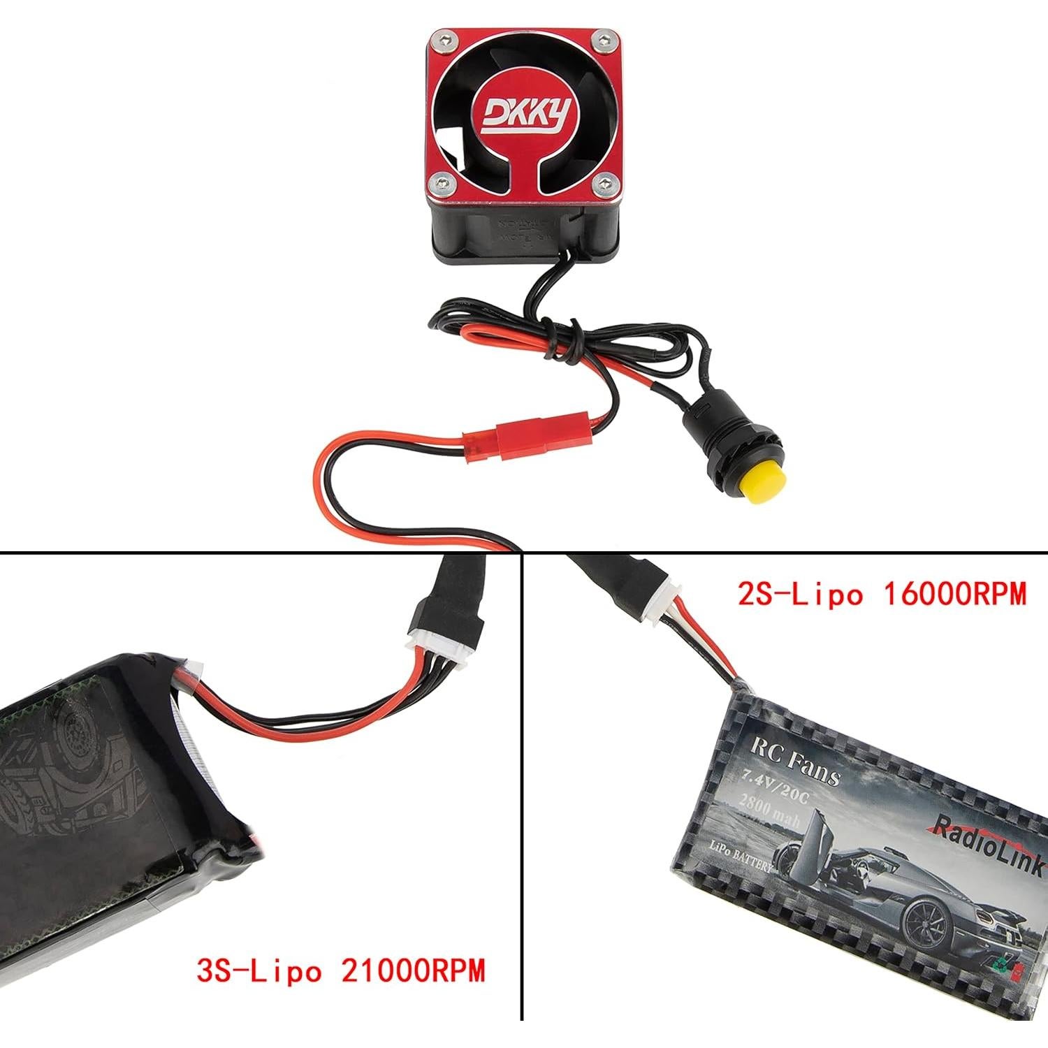 Ventilador DKKY Sledge 1/8 para Motor RC 21000 RPM Rojo