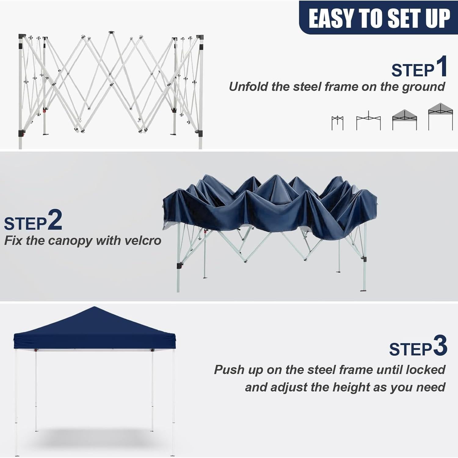 Carpa Plegable 3x3m Morngardo Azul Oscuro con Protección UV