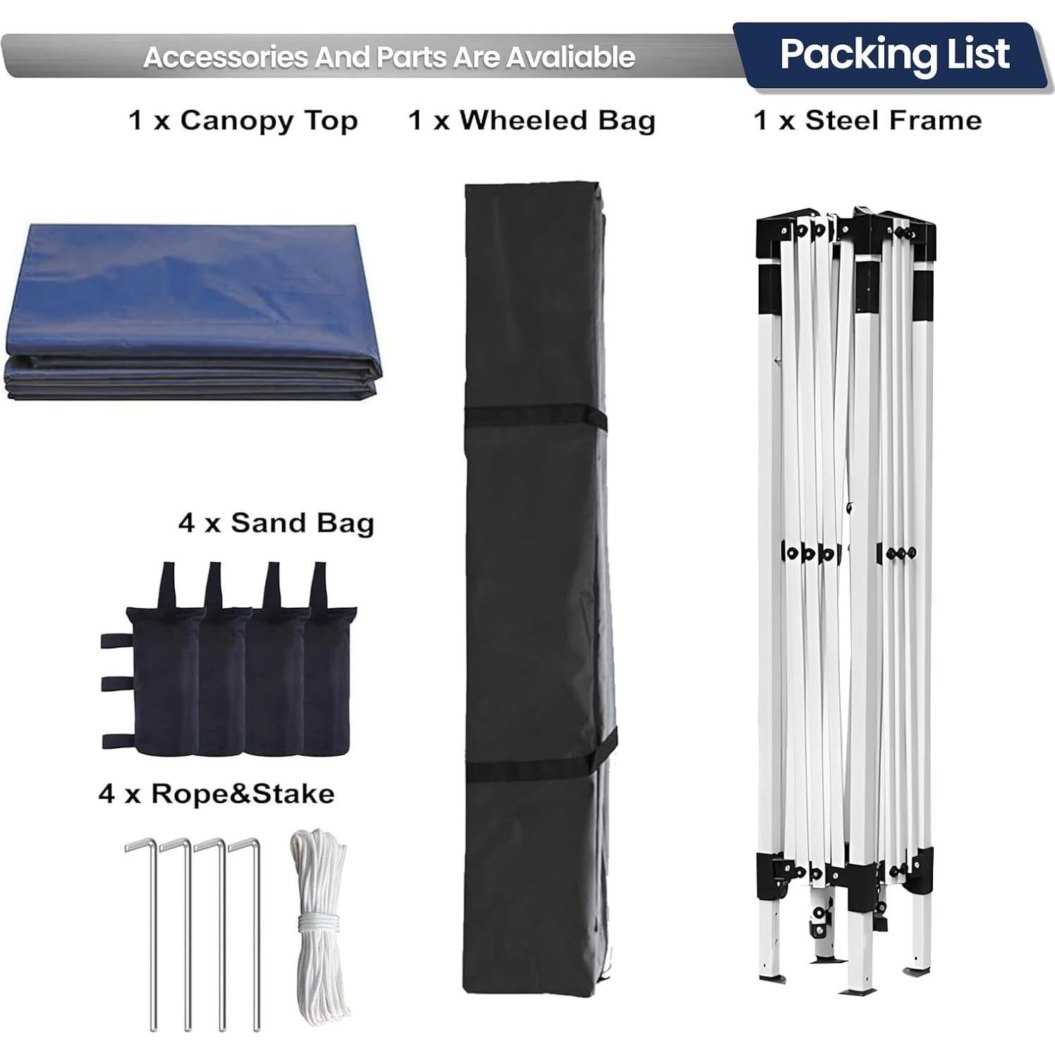 Carpa Plegable 3x3m Morngardo Azul Oscuro con Protección UV