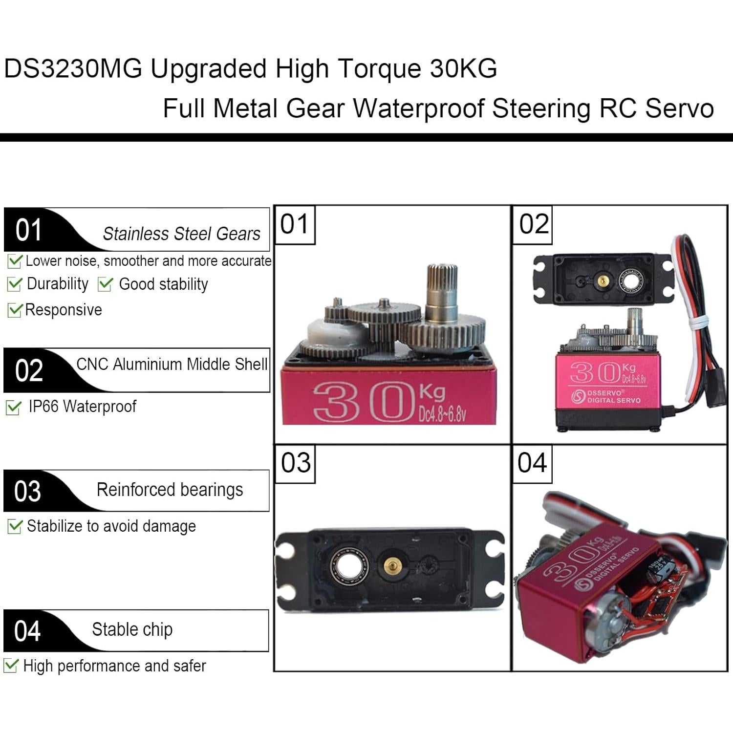 2Pack Servo Digital HOOYIJ 30KG 270° a Prueba de Agua