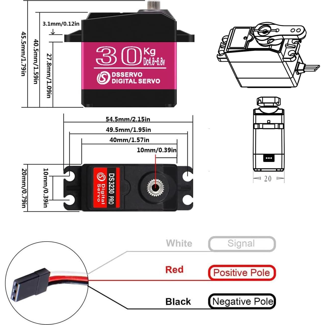 2Pack Servo Digital HOOYIJ 30KG 270° a Prueba de Agua