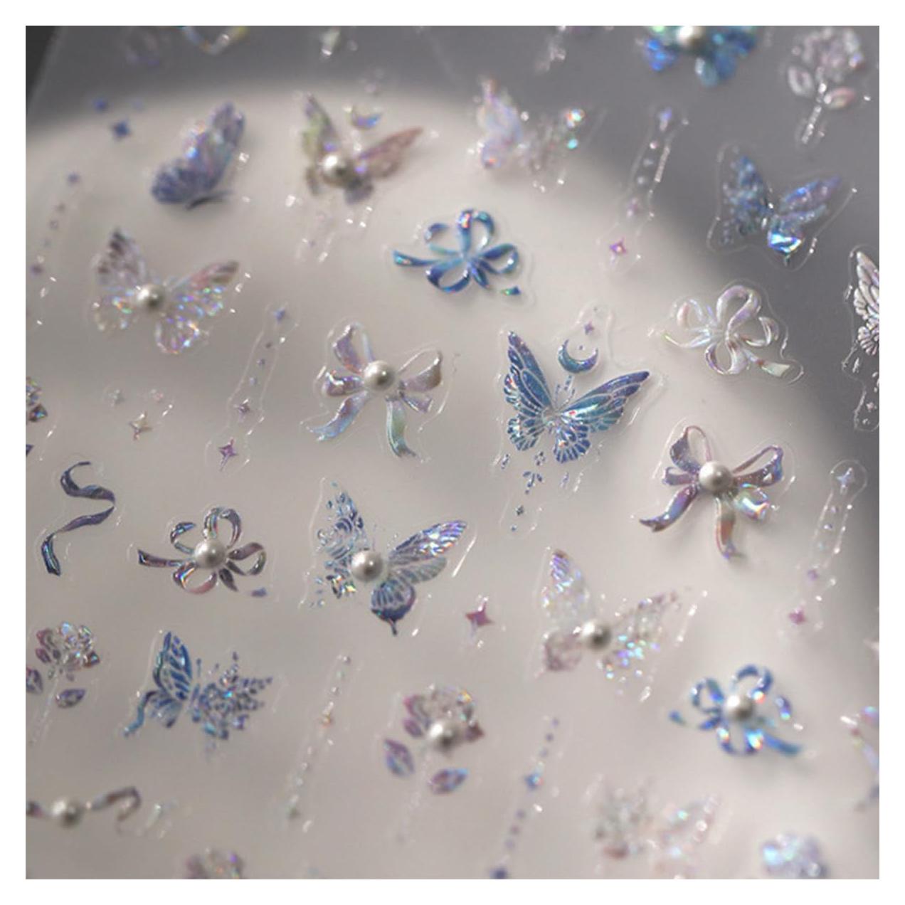 Calcomanías de Uñas 5D Geyakal Mariposa Aurora Adhesivas