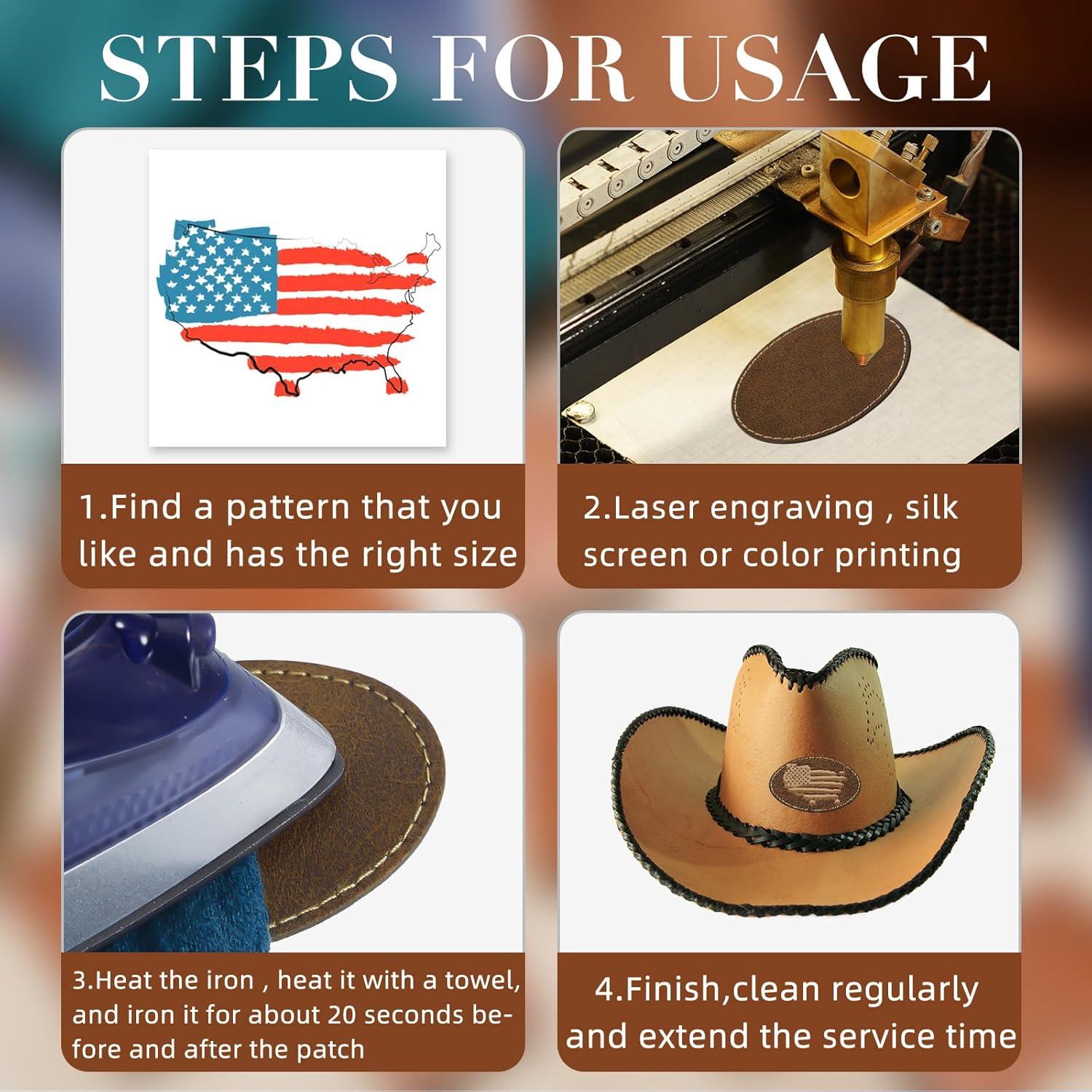 Dunzy 60 Pcs Parches de Cuero Sintético para Sombreros 7.62x5.08cm