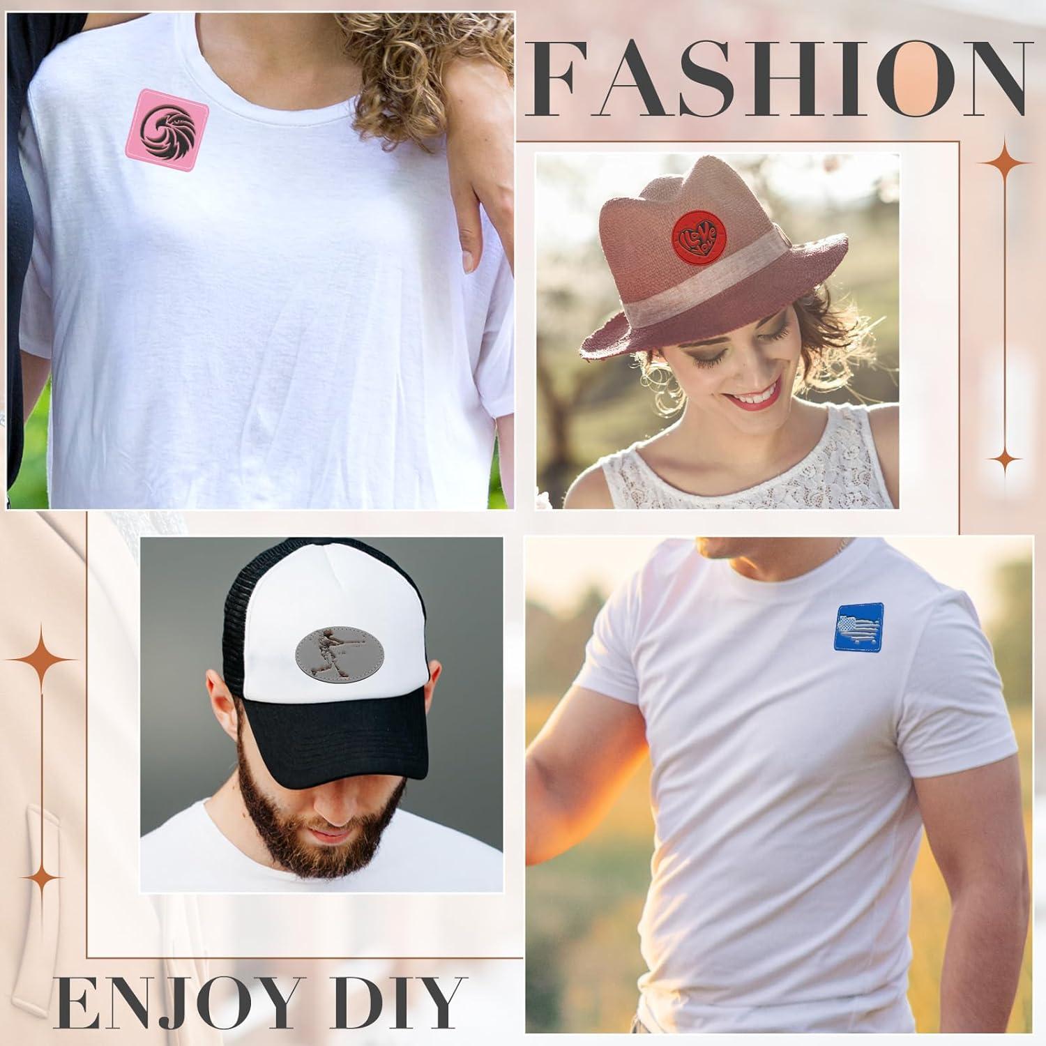 Dunzy 60 Pcs Parches de Cuero Sintético para Sombreros 7.62x5.08cm