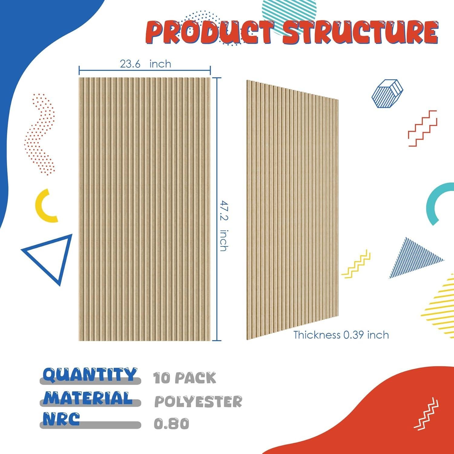 Paquete de 10 Paneles Acústicos Camello 120x60 cm Aislantes