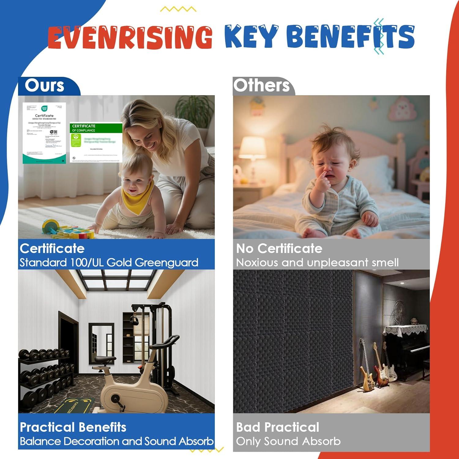 Paquete de 5 Paneles Acústicos EVENRISING 120x60 cm Aislantes