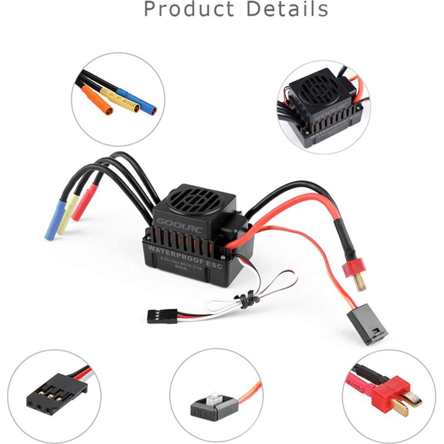 GoolRC Motor Brushless 3650 3100KV y ESC 60A para RC 1/10