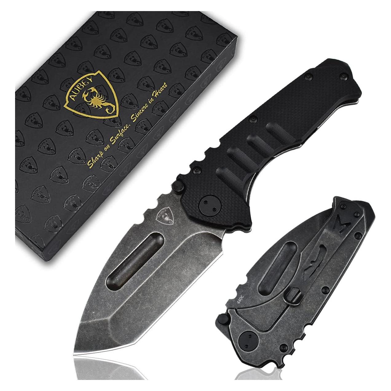 Cuchillo de bolsillo AUBEY AU-MFG10H, acero 440C, plegable