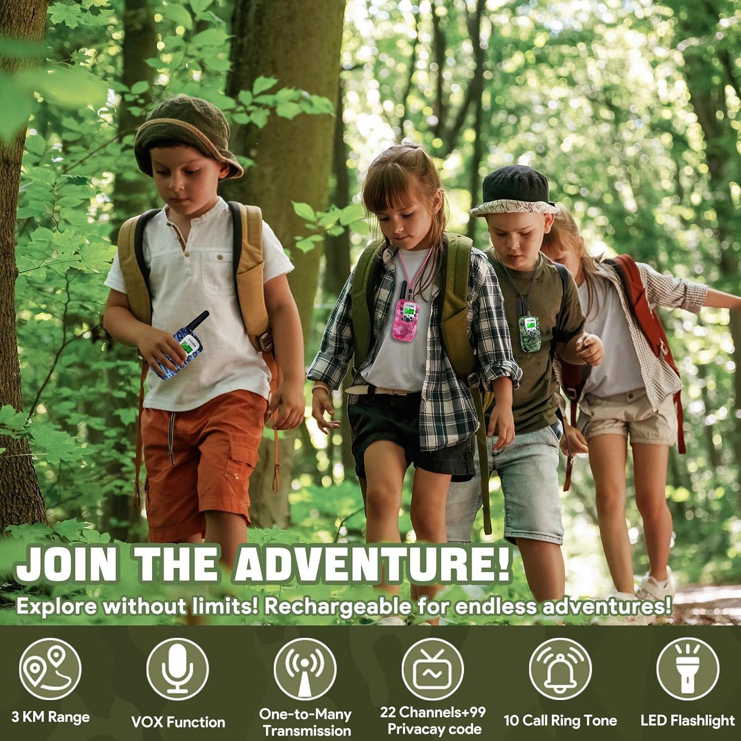 Walkie Talkies Vvinca Recargables para Niños 3 Paquetes 3KM